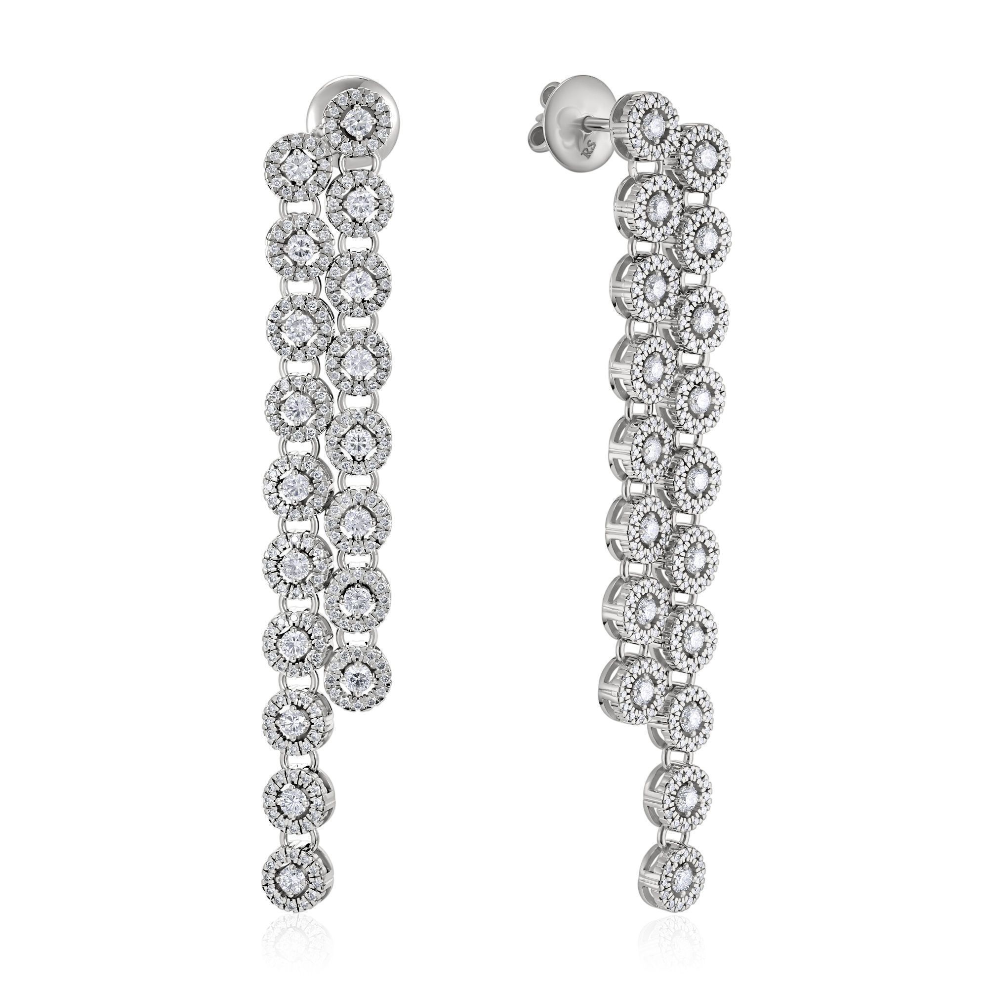 Пусеты из белого золота с бриллиантами