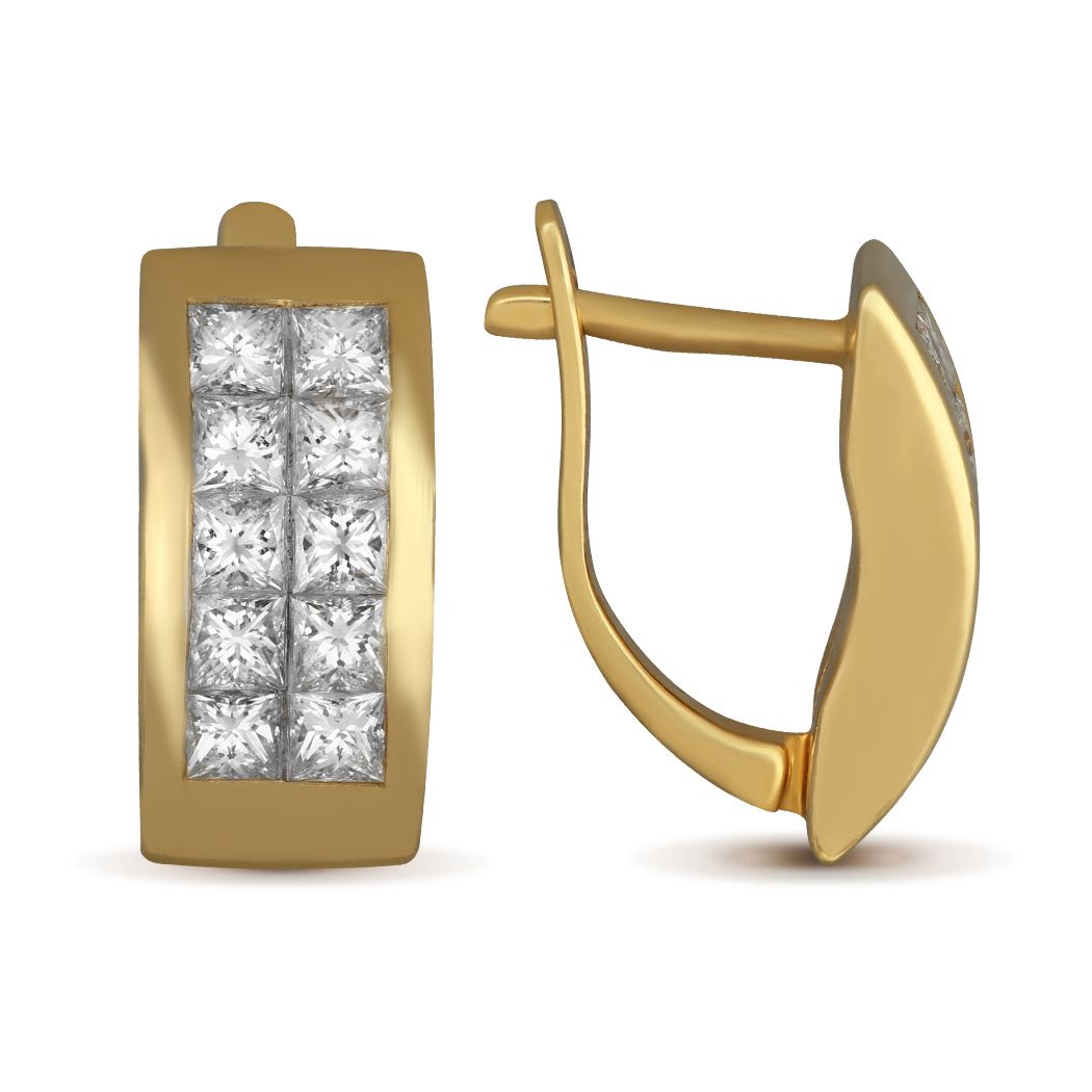 Серьги из желтого золота с бриллиантами