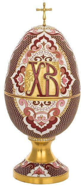 Яйцо-шкатулка из серебра с ювелирным стеклом