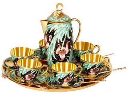 Сеpвиз кофейный «Ирис» из серебра 