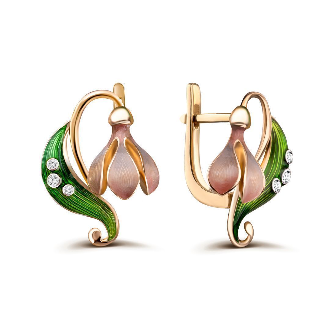 Серьги из желтого золота с бриллиантами