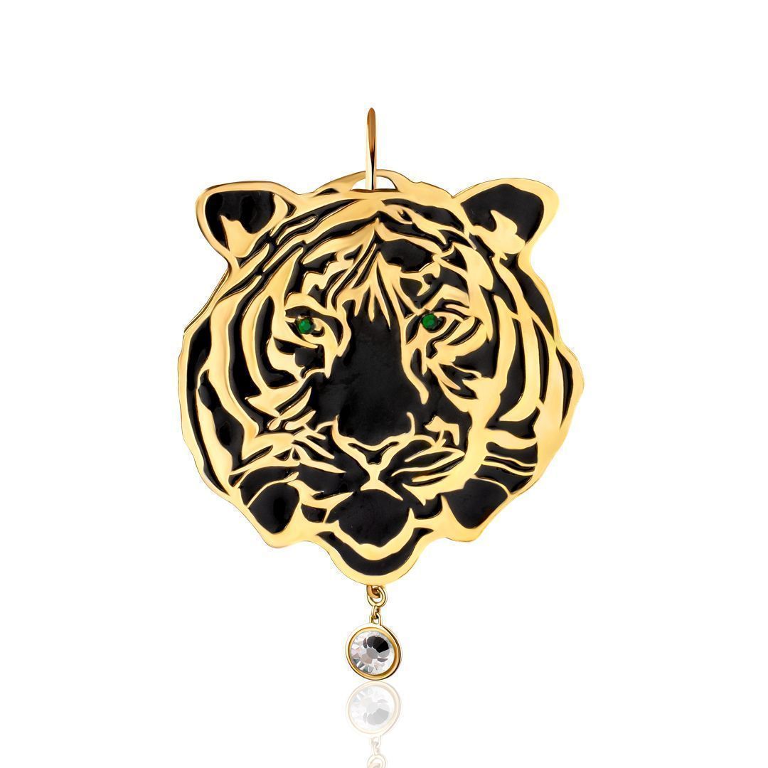 Ёлочная игрушка «Тигр» из серебра