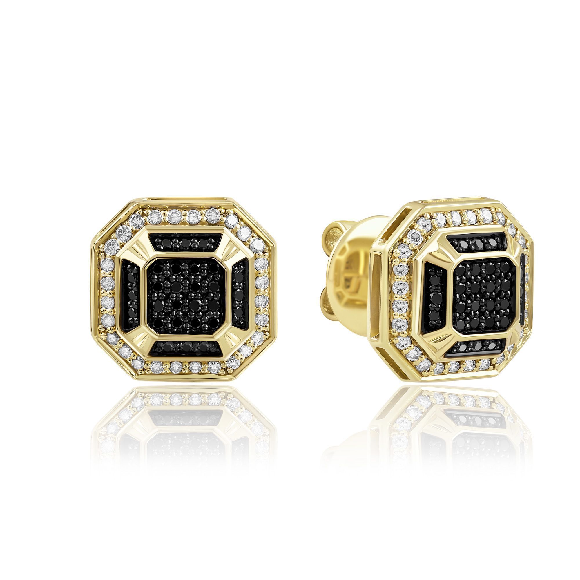 Пусеты из желтого золота с бриллиантами