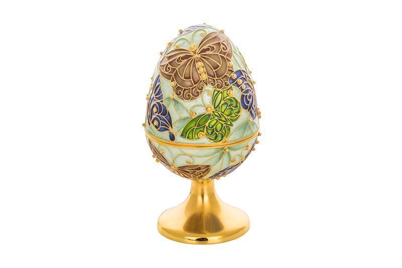 Яйцо-шкатулка «Бабочки» из серебра