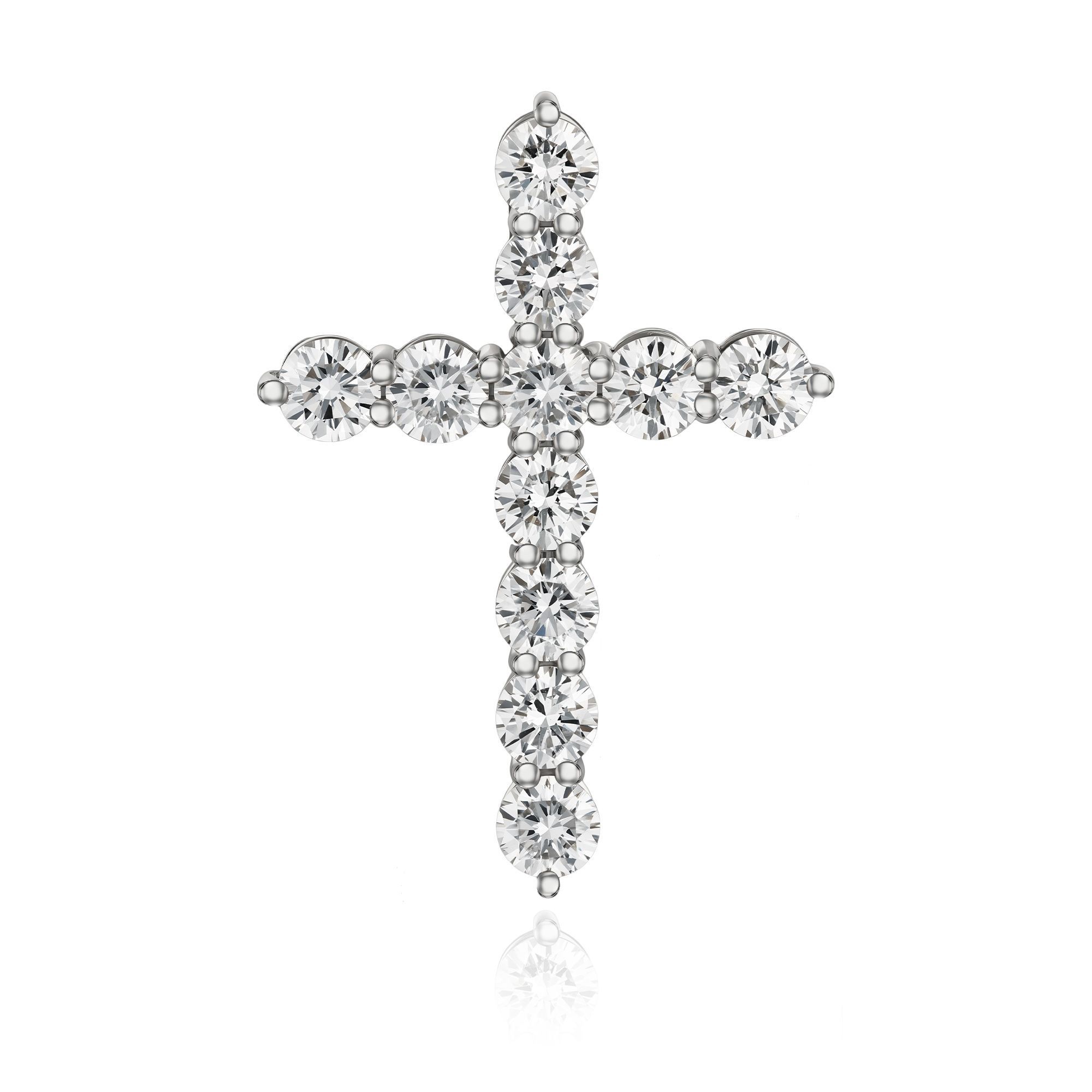 Крест из белого золота с бриллиантами