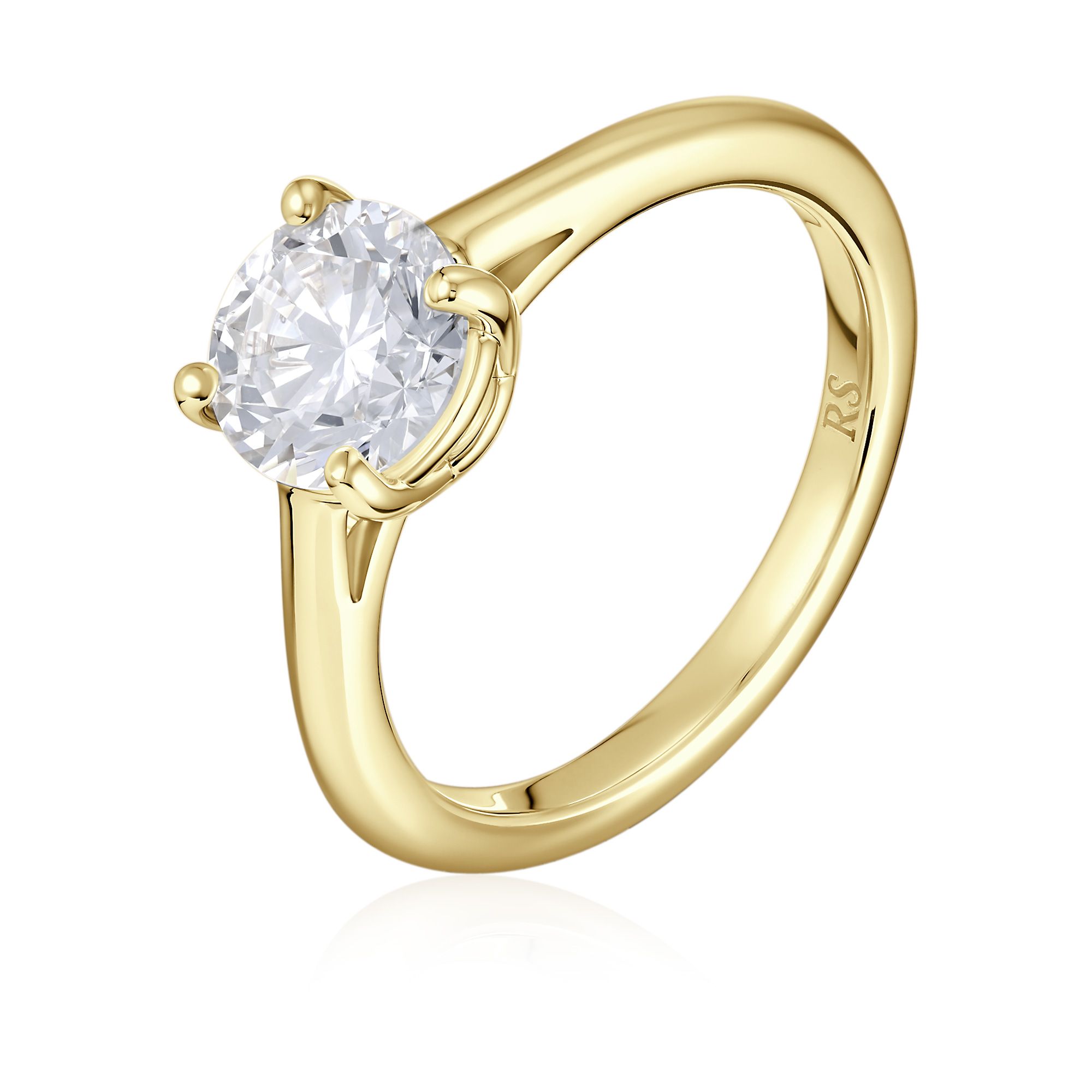 Кольцо из желтого золота с бриллиантом 1 ct