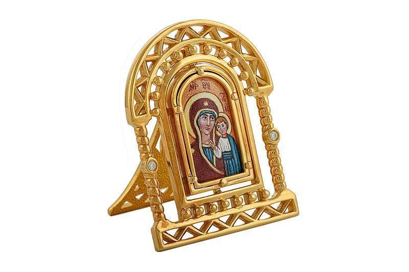 Икона «Казанская Богоматерь» из серебра с фианитами