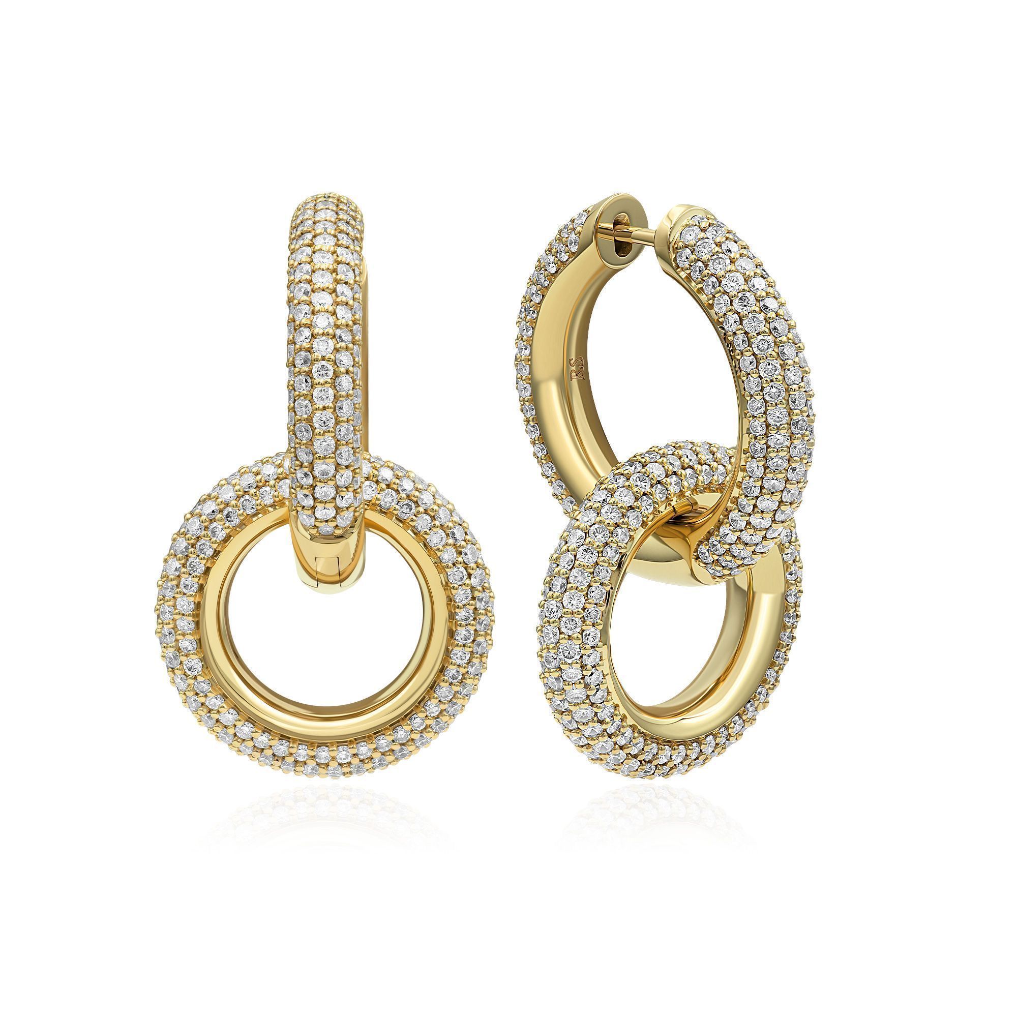 Серьги из желтого золота с бриллиантами