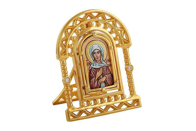 Икона «Ксения Блаженная» из серебра с фианитами