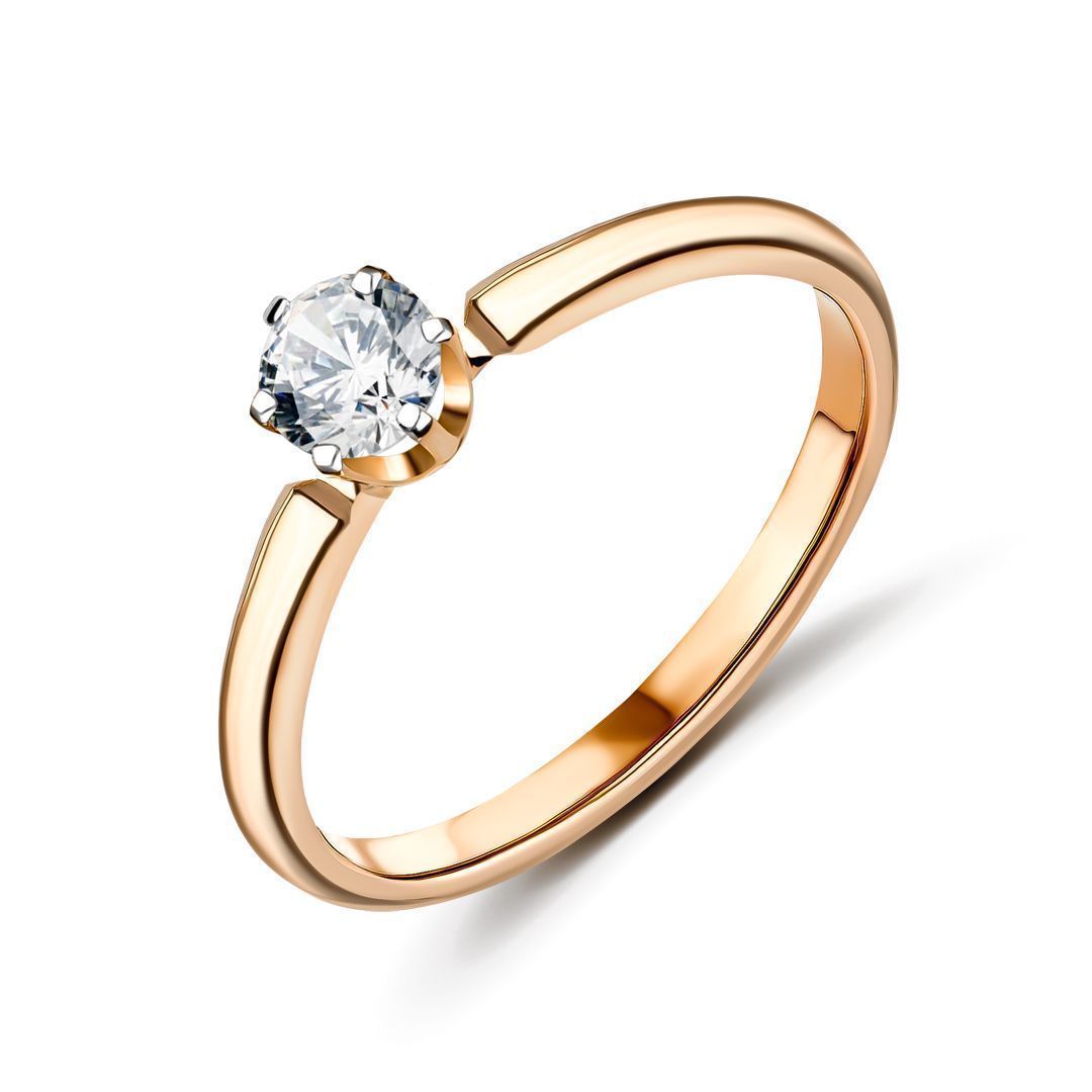 Кольцо из красного золота с бриллиантом