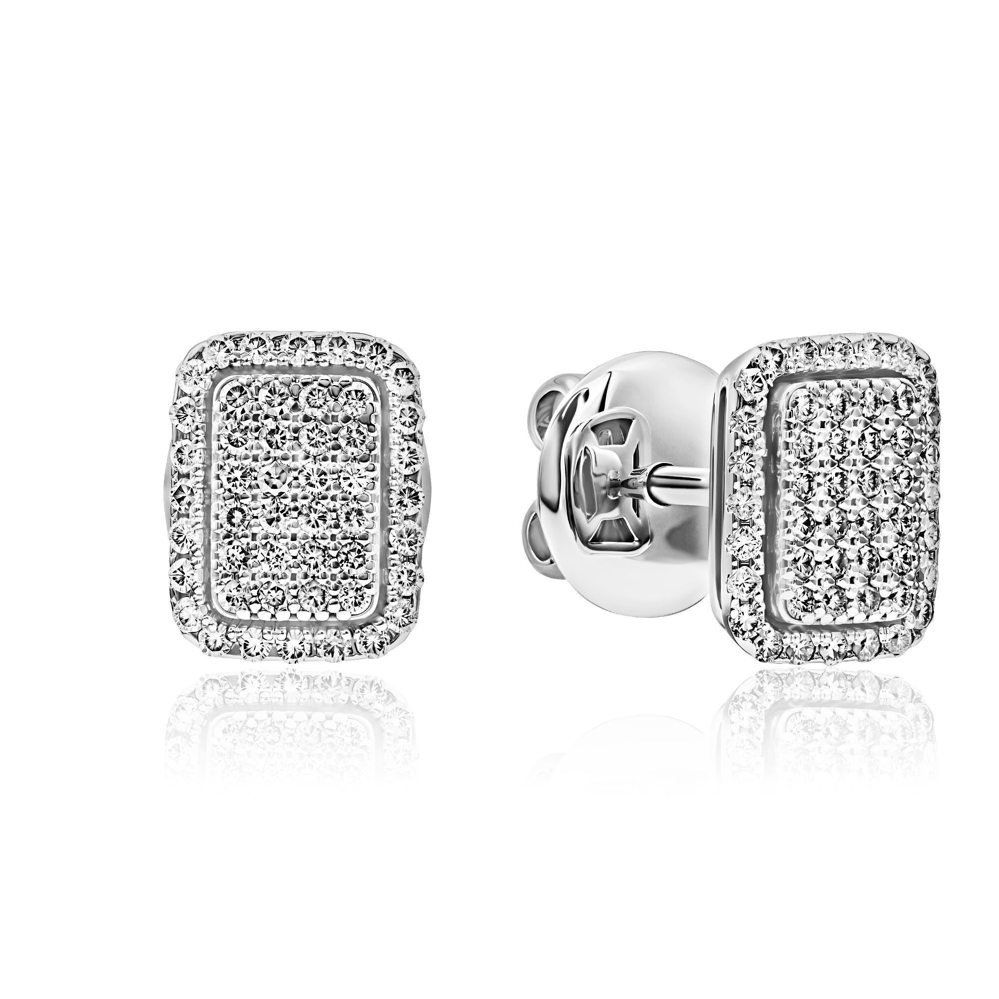 Пусеты из белого золота с бриллиантами