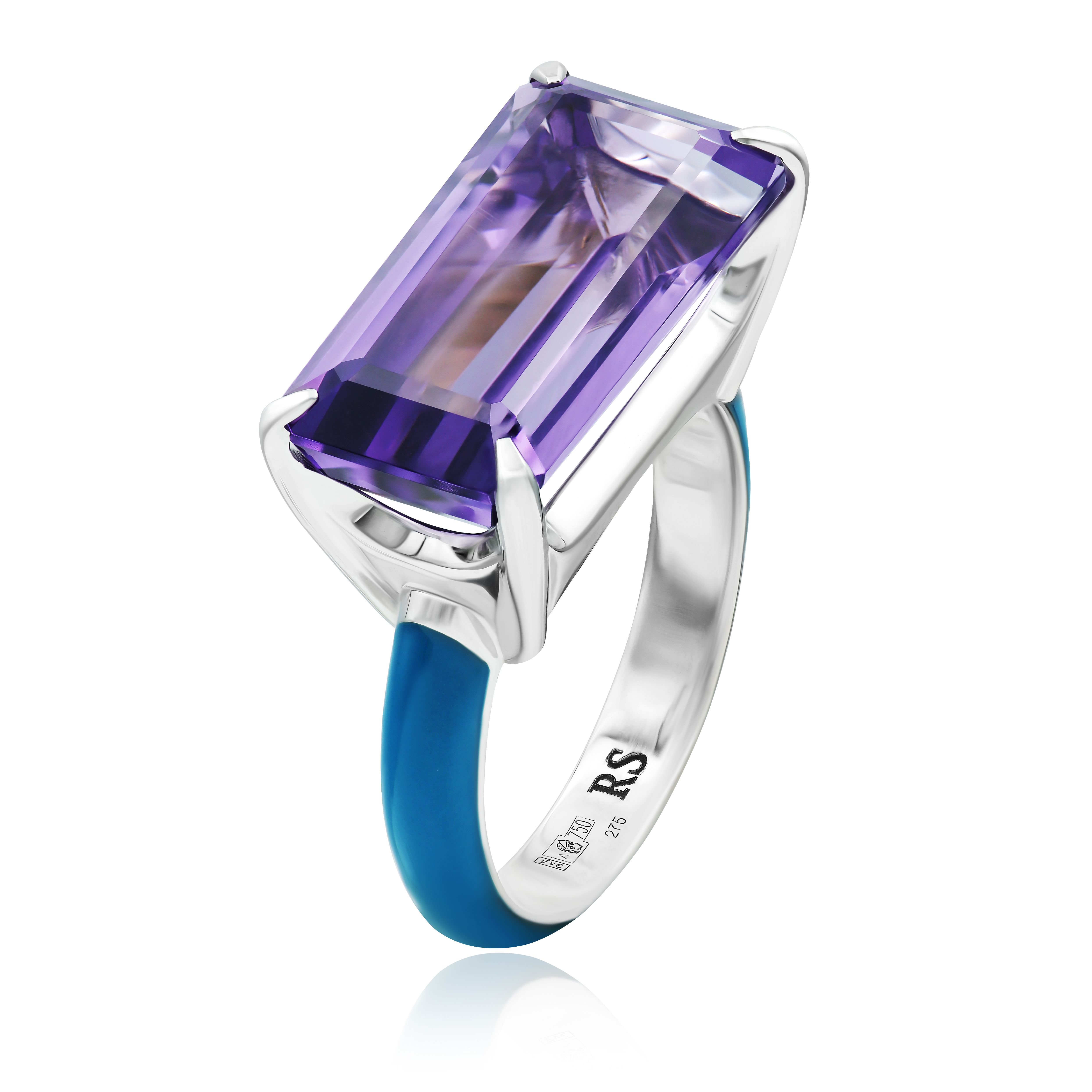 Кольцо из белого золота с аметистом