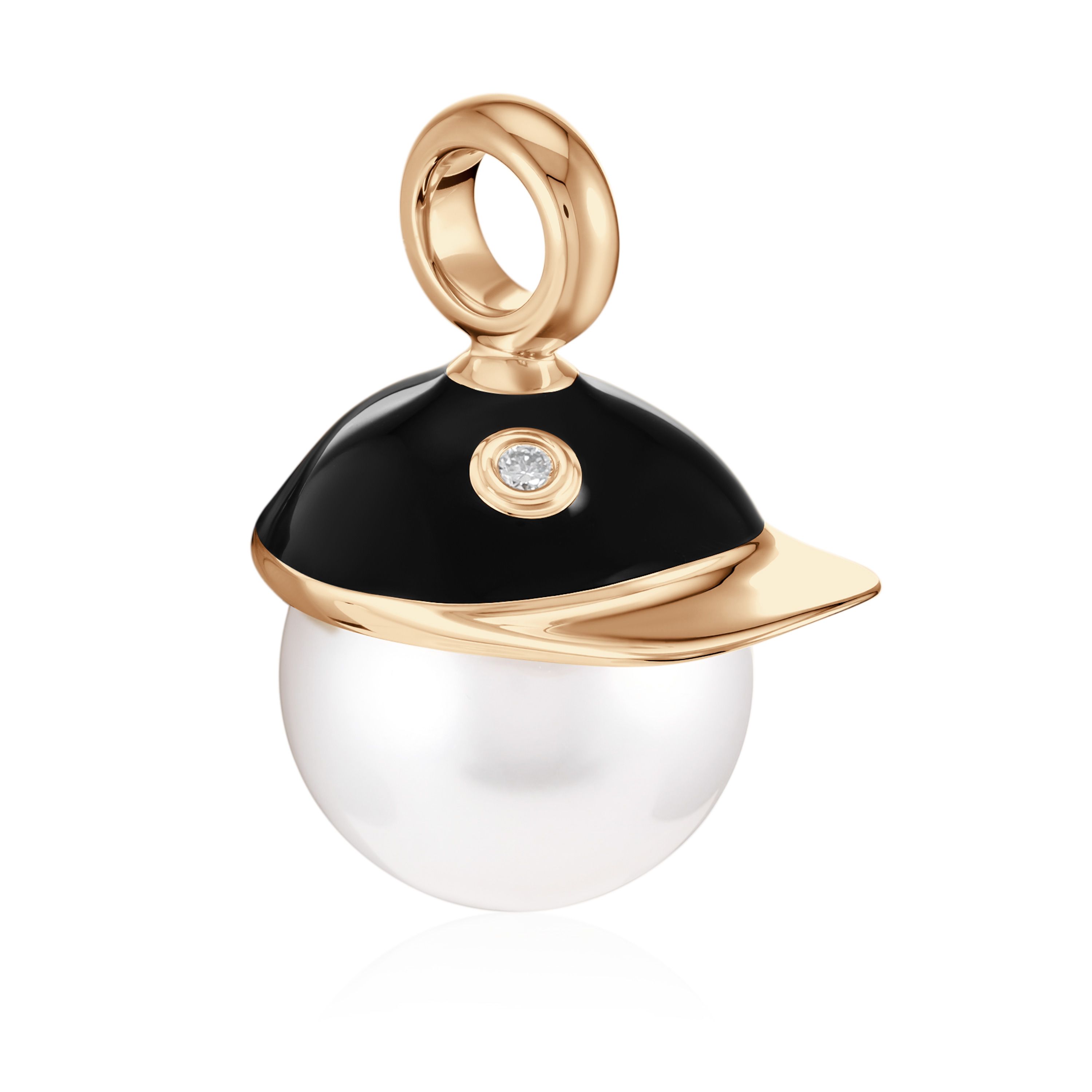 Подвеска из желтого золота с жемчугом и бриллиантом