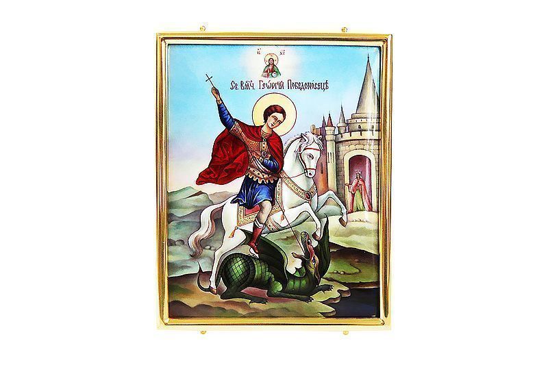Икона «Георгий Победоносец» из серебра