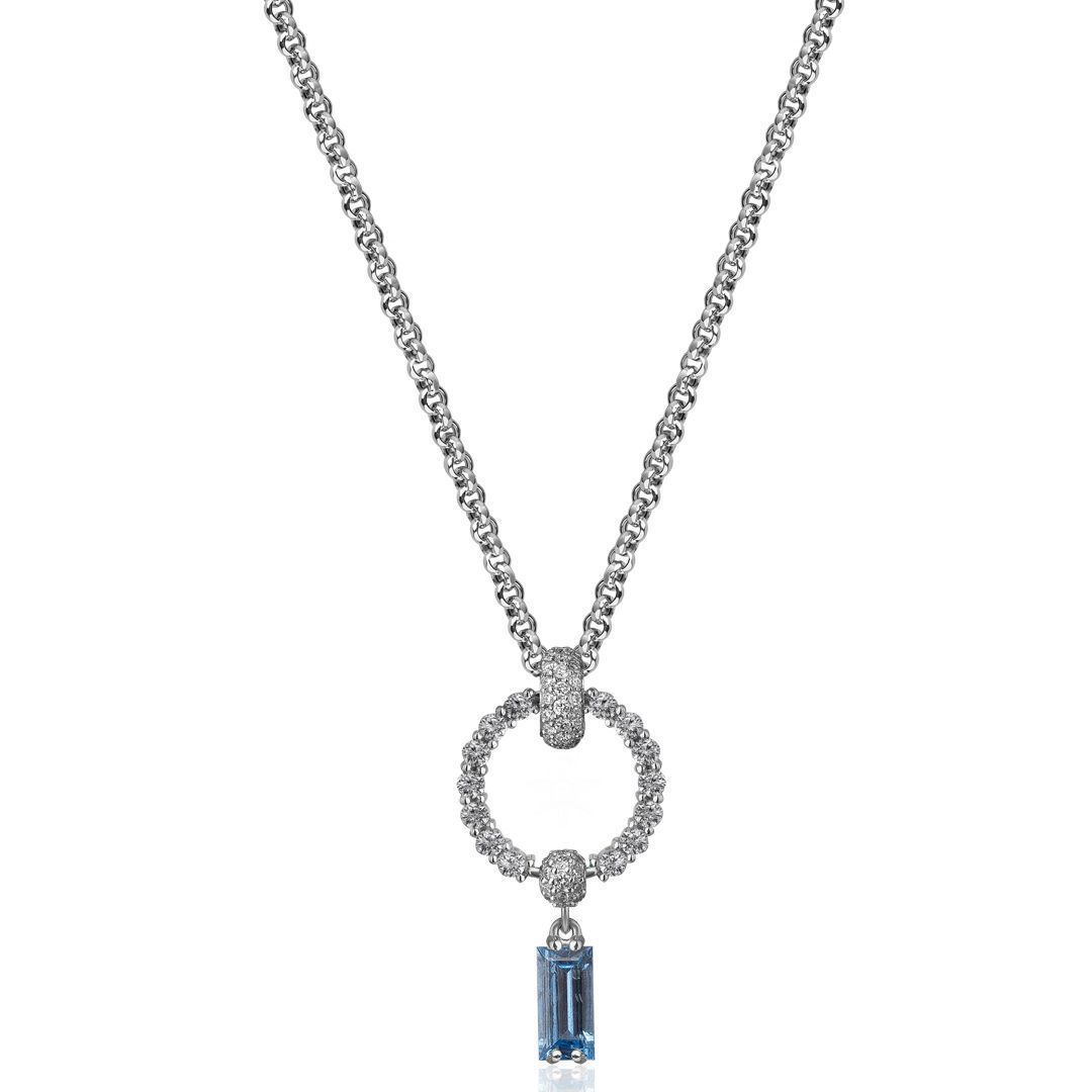 Колье из белого золота с бриллиантами, сапфирами и шпинелью