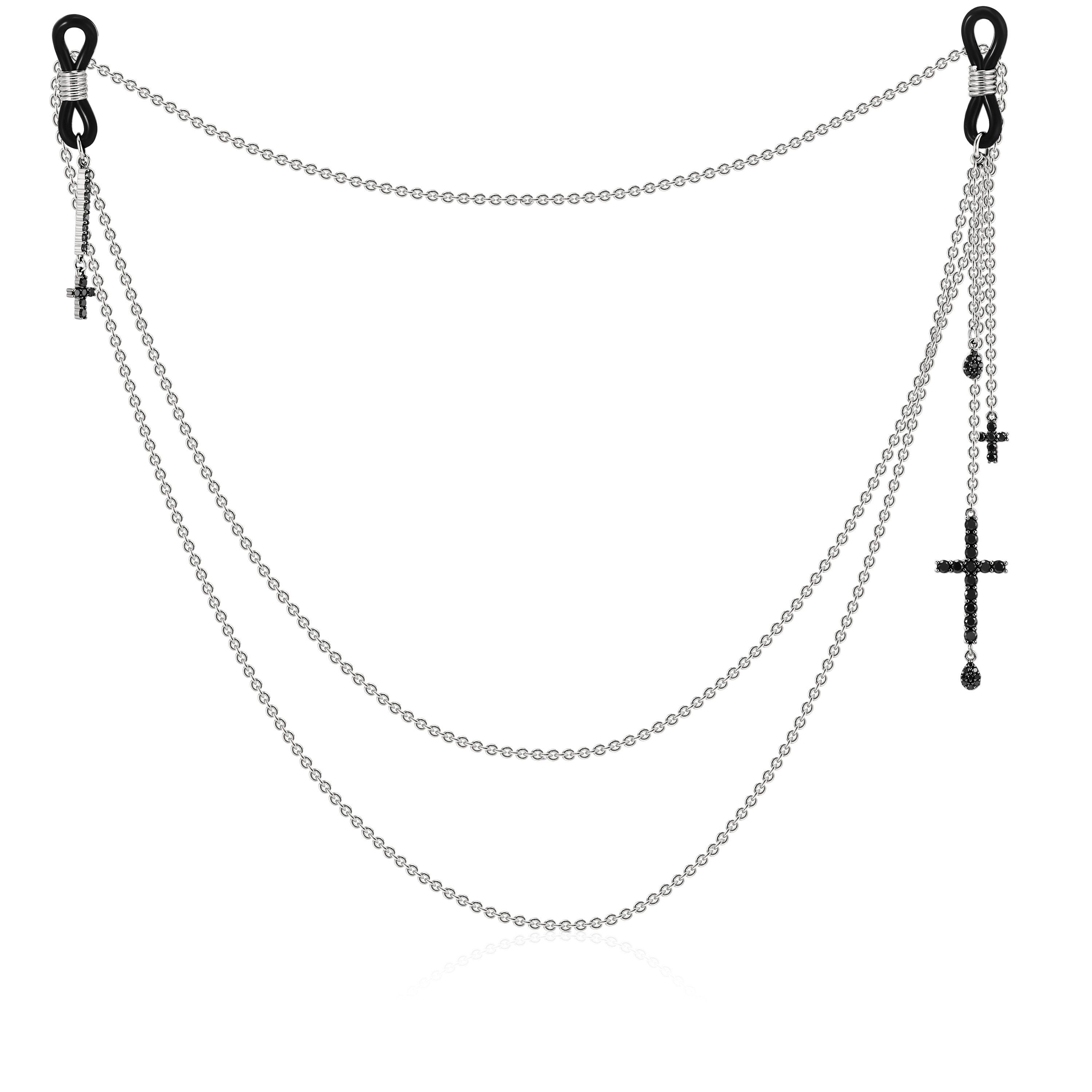 Колье для очков из белого золота с бриллиантами