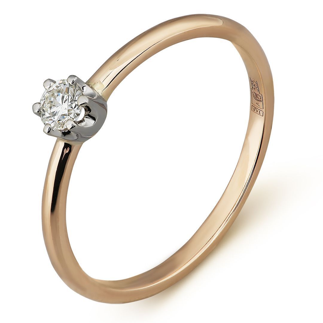 Кольцо из красного золота с бриллиантом