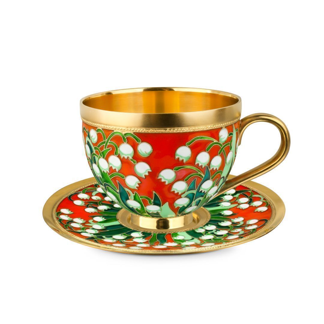 Набор чашка с блюдцем из серебра 