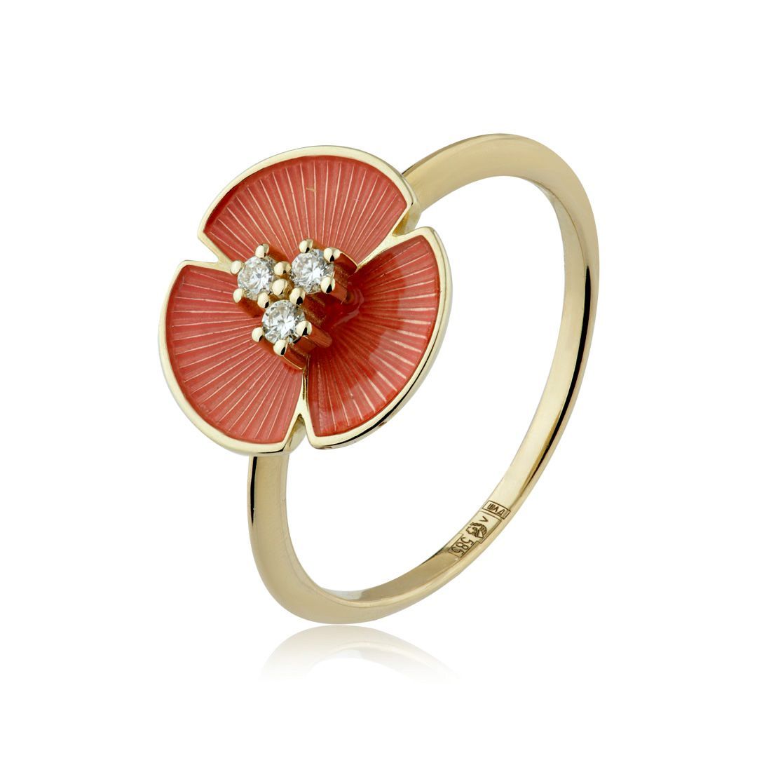 Кольцо из желтого золота с бриллиантами