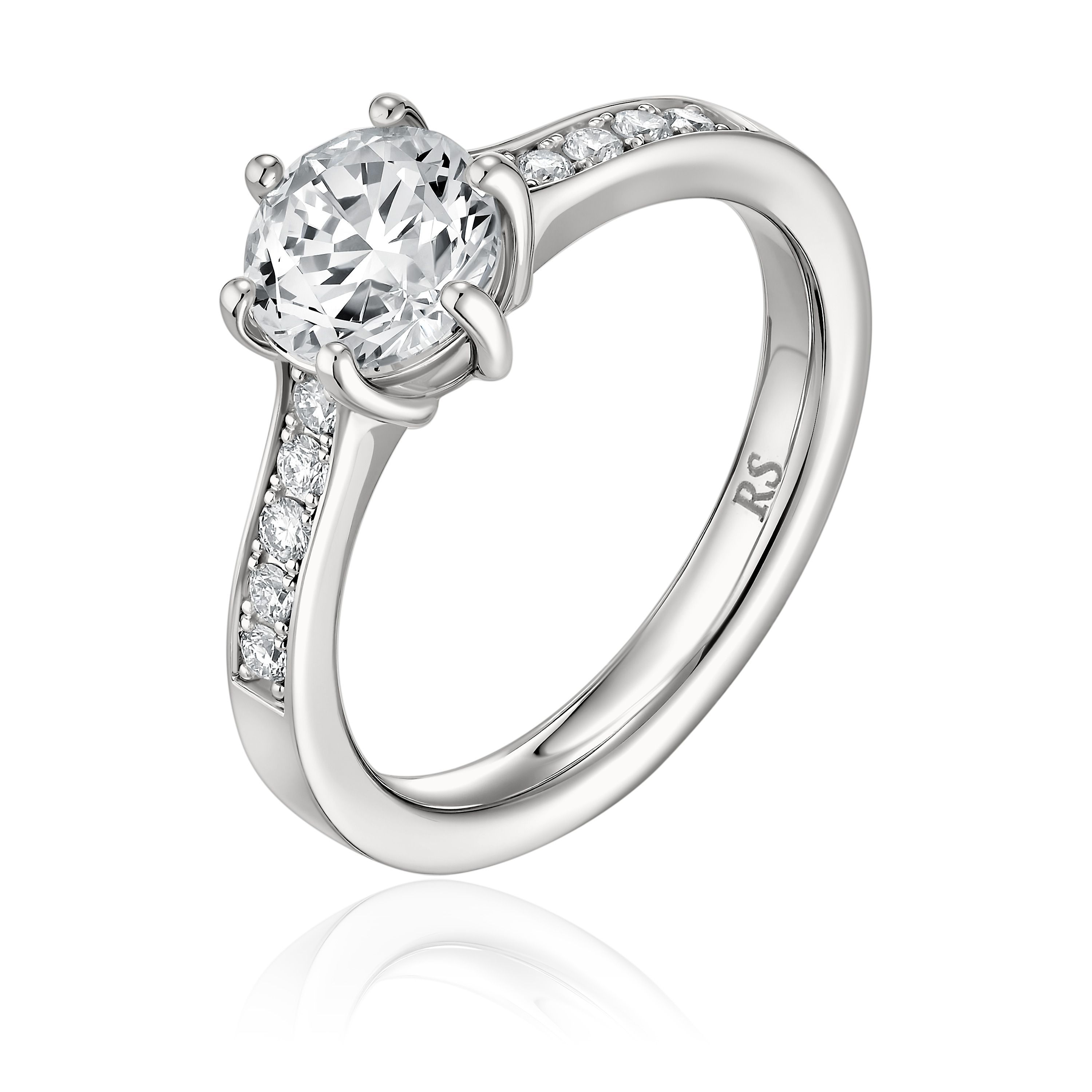 Кольцо из белого золота с бриллиантом 1 ct