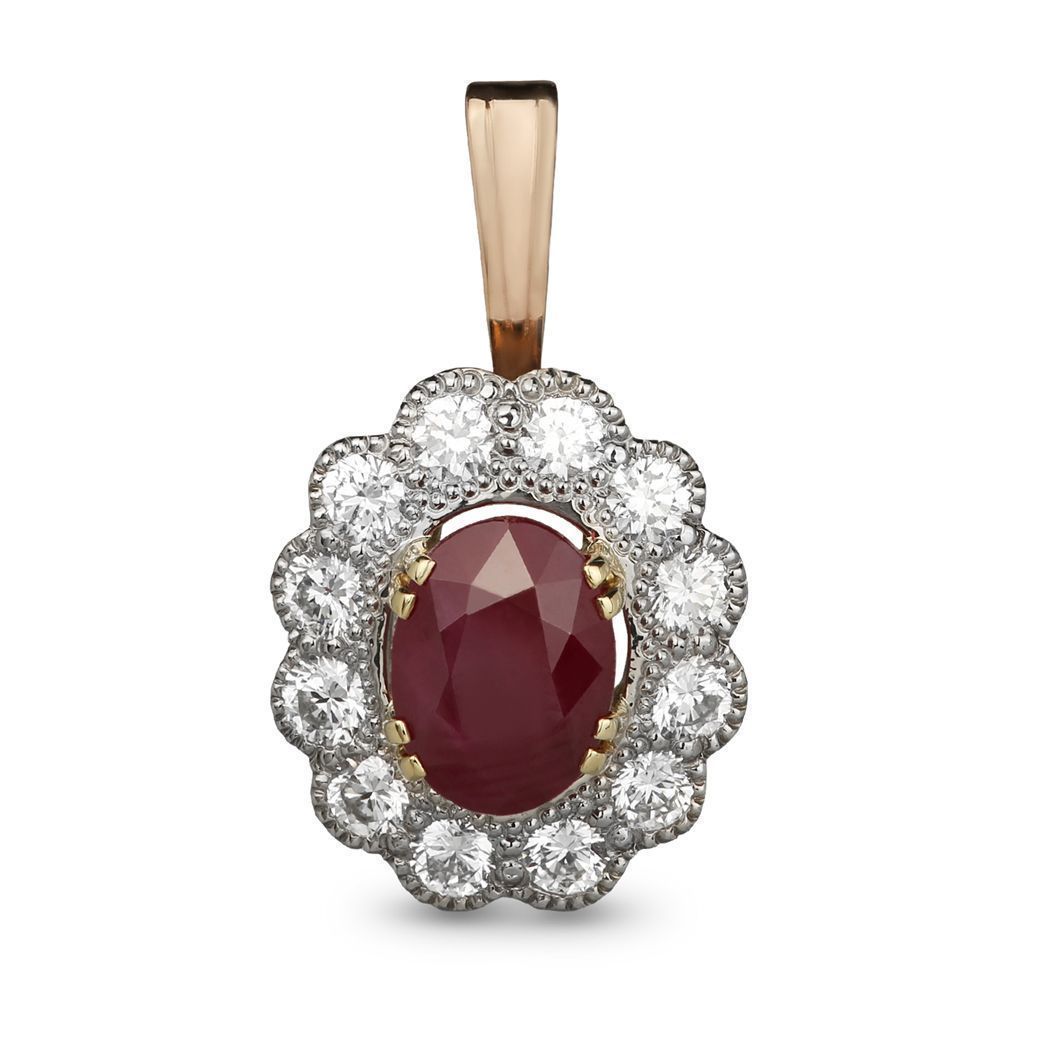 Подвеска из красного золота с рубином и бриллиантами