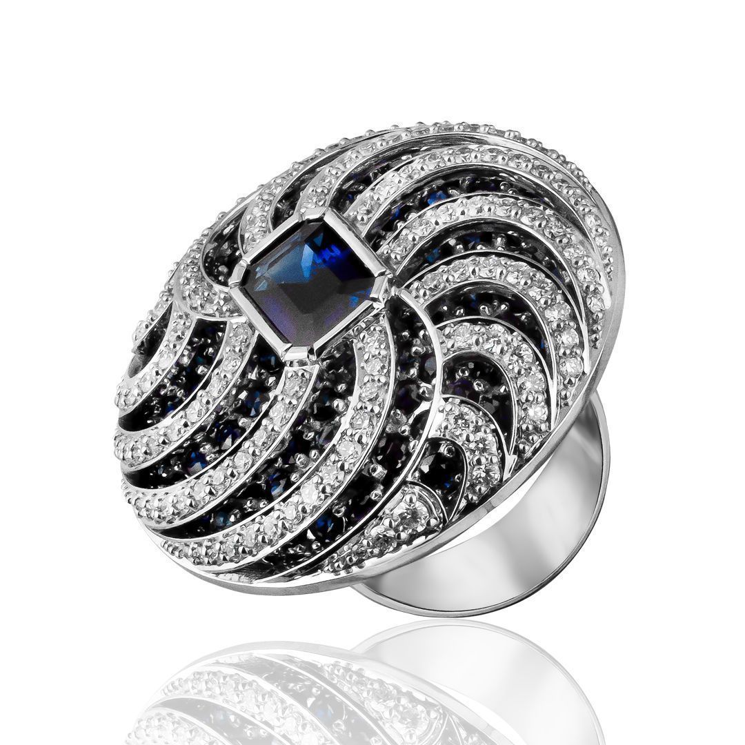 Кольцо «Vortex» из белого золота с сапфиром 2.01 ct и бриллиантами