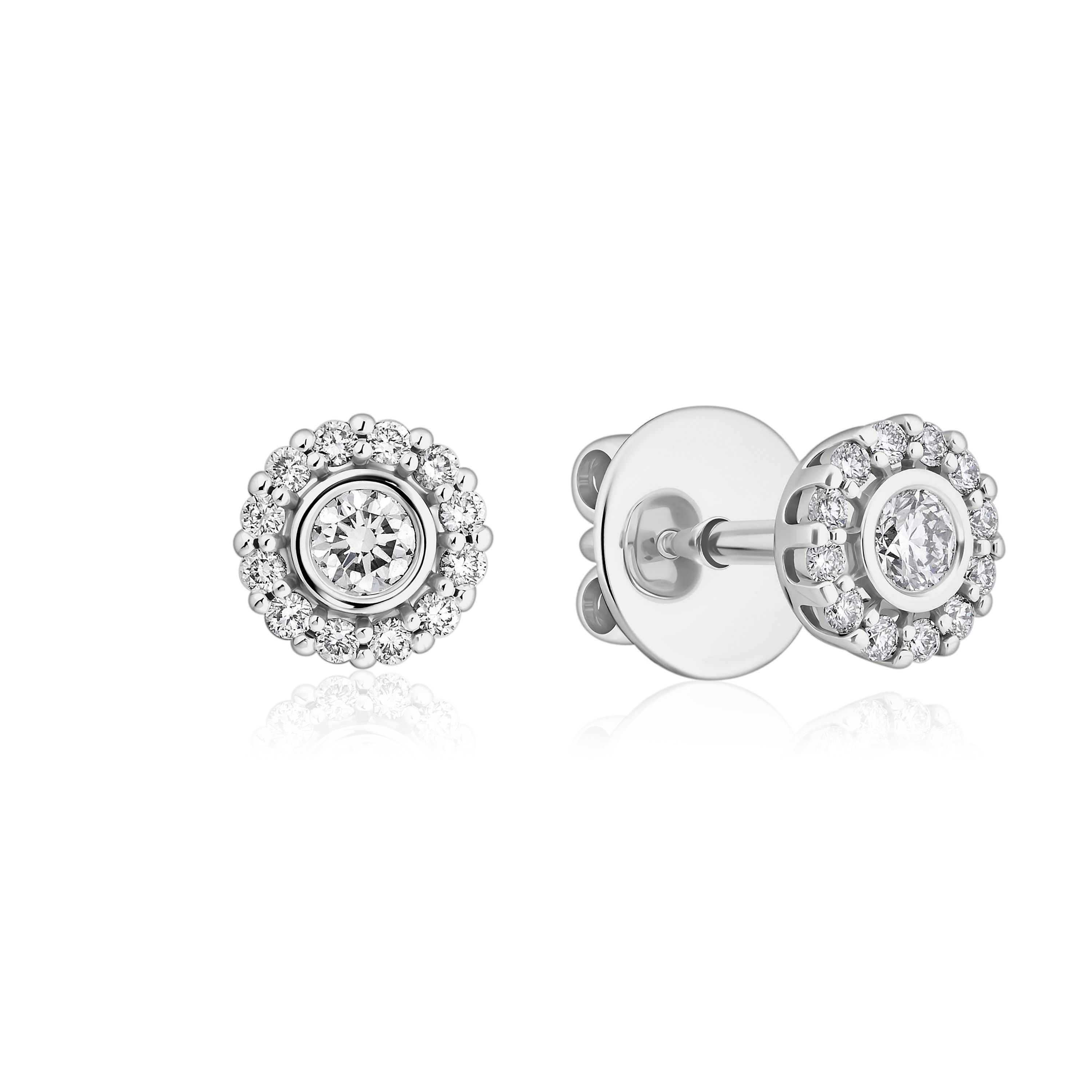 Пусеты из белого золота с бриллиантами