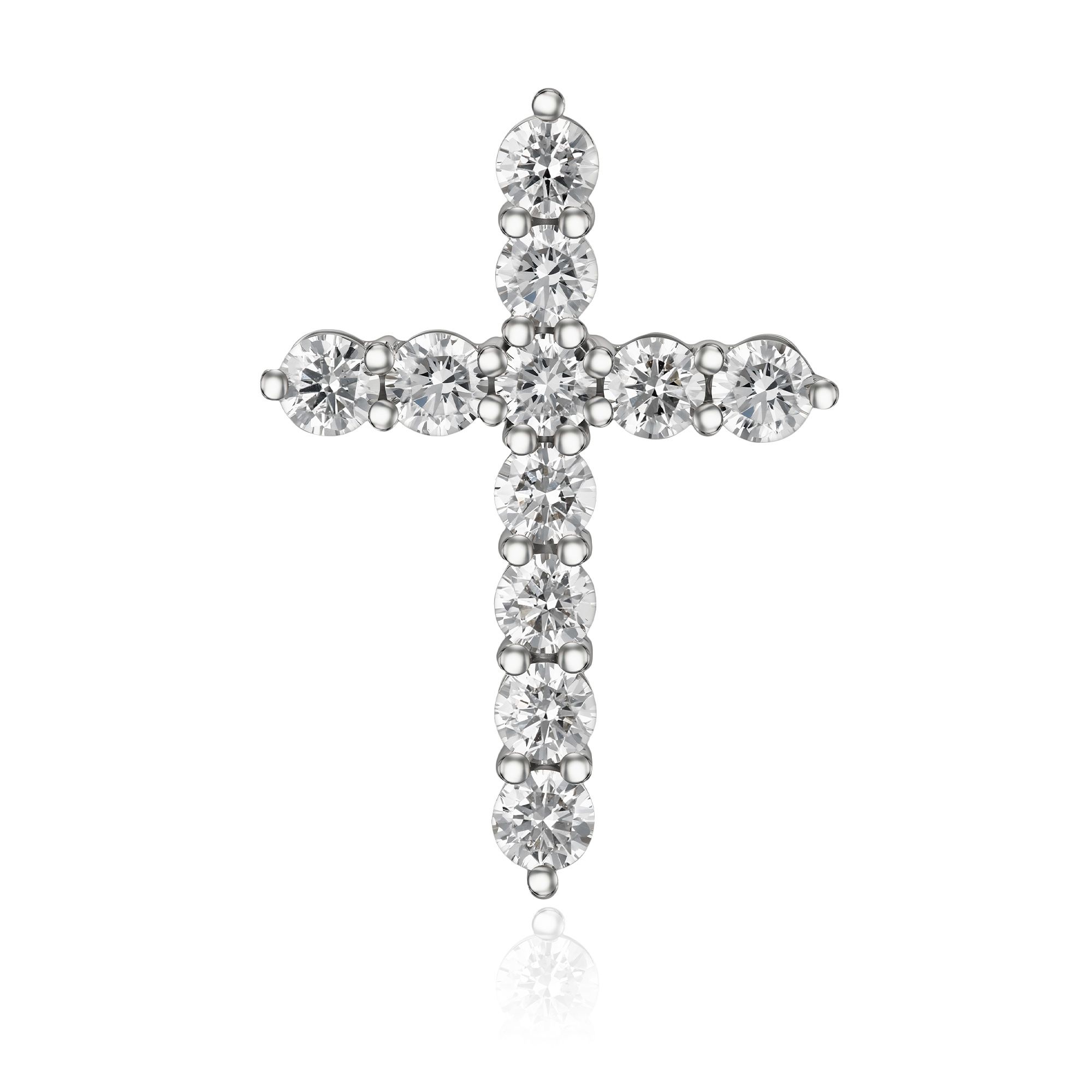 Крест из белого золота с бриллиантами