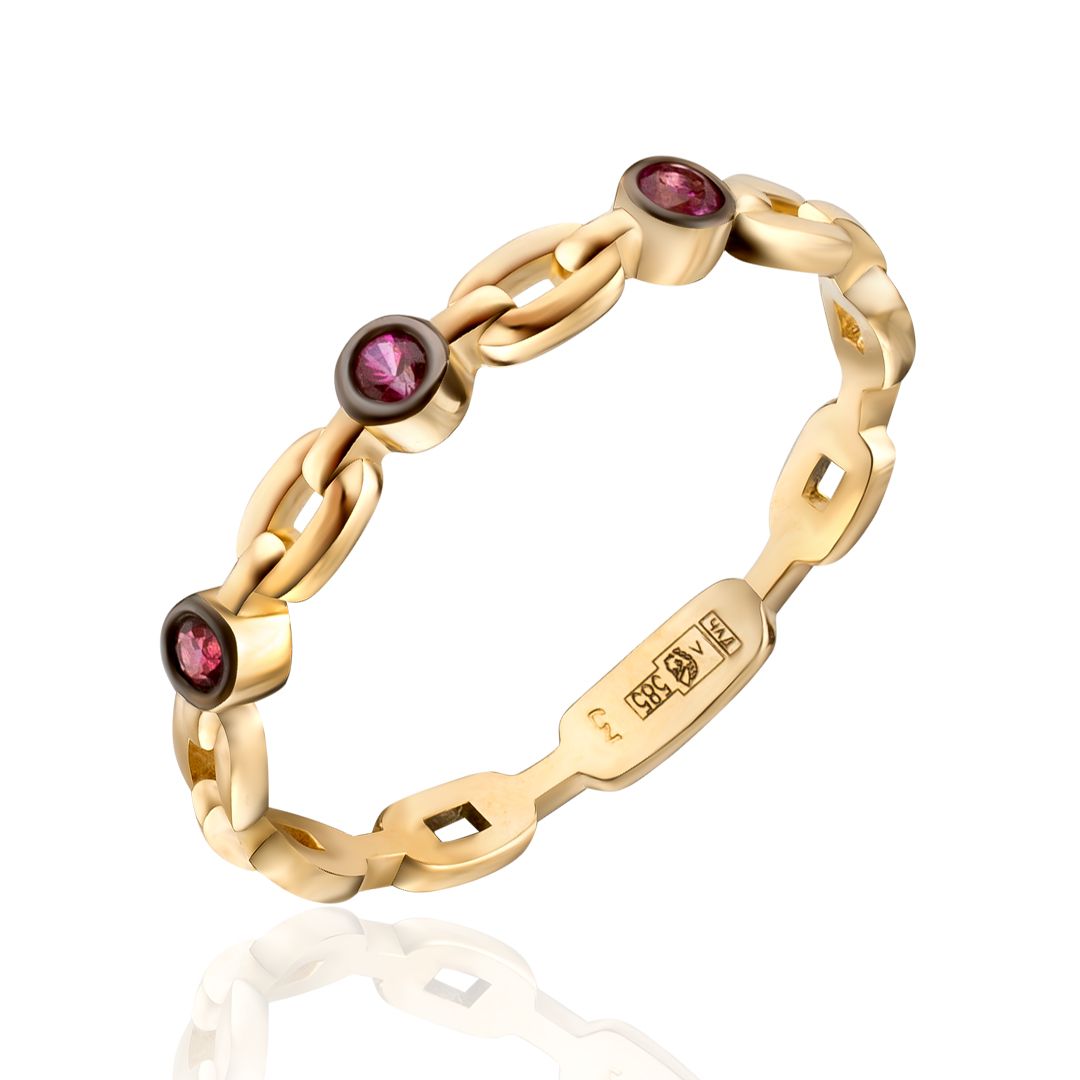 Кольцо из желтого золота с рубинами
