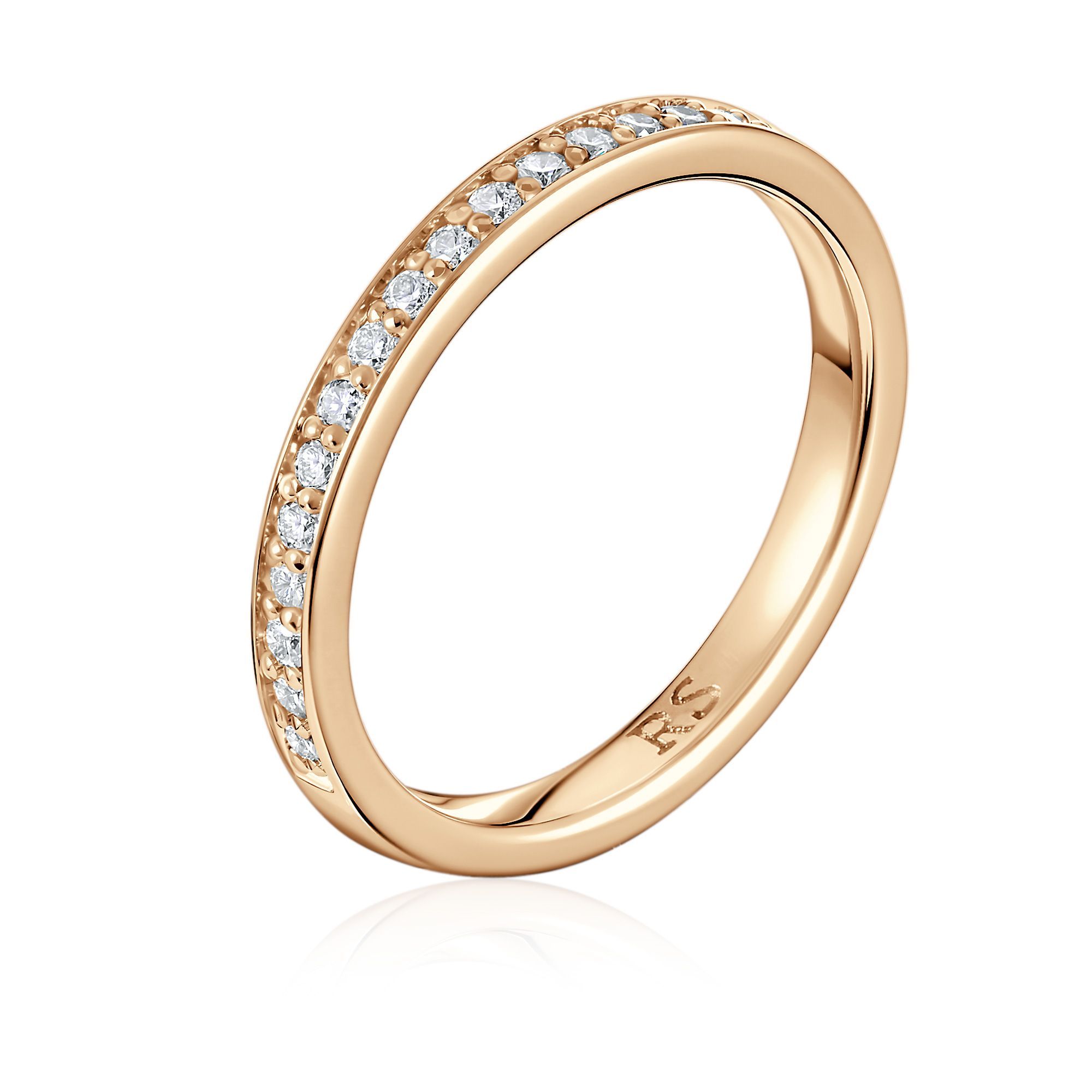 Обручальное кольцо из красного золота с бриллиантами