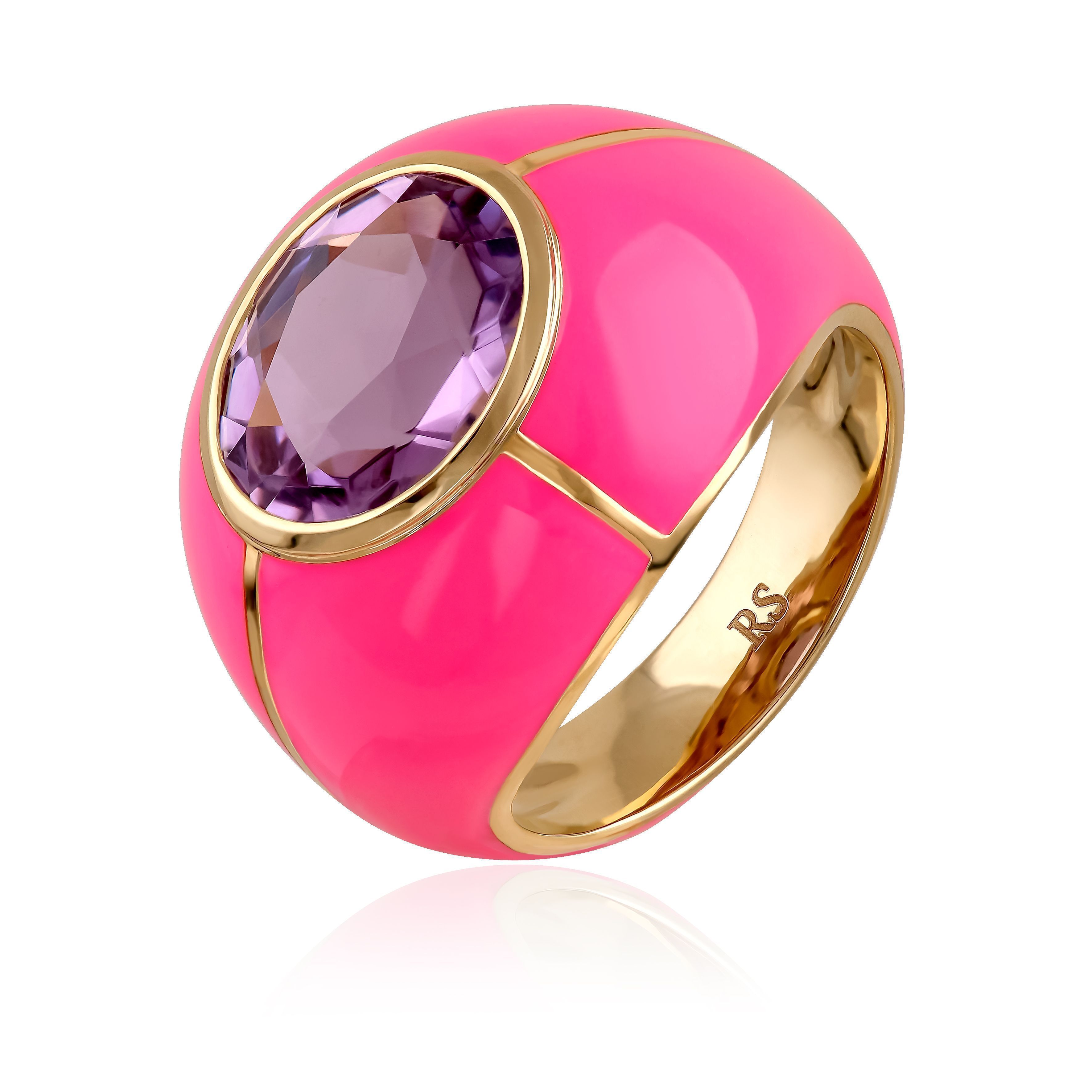 Кольцо из желтого золота с аметистом