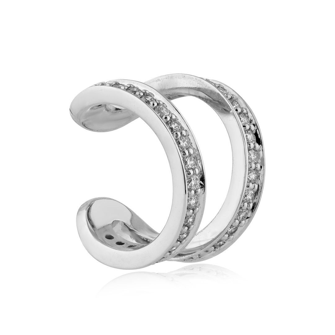 Серьга кафф из белого золота с бриллиантами