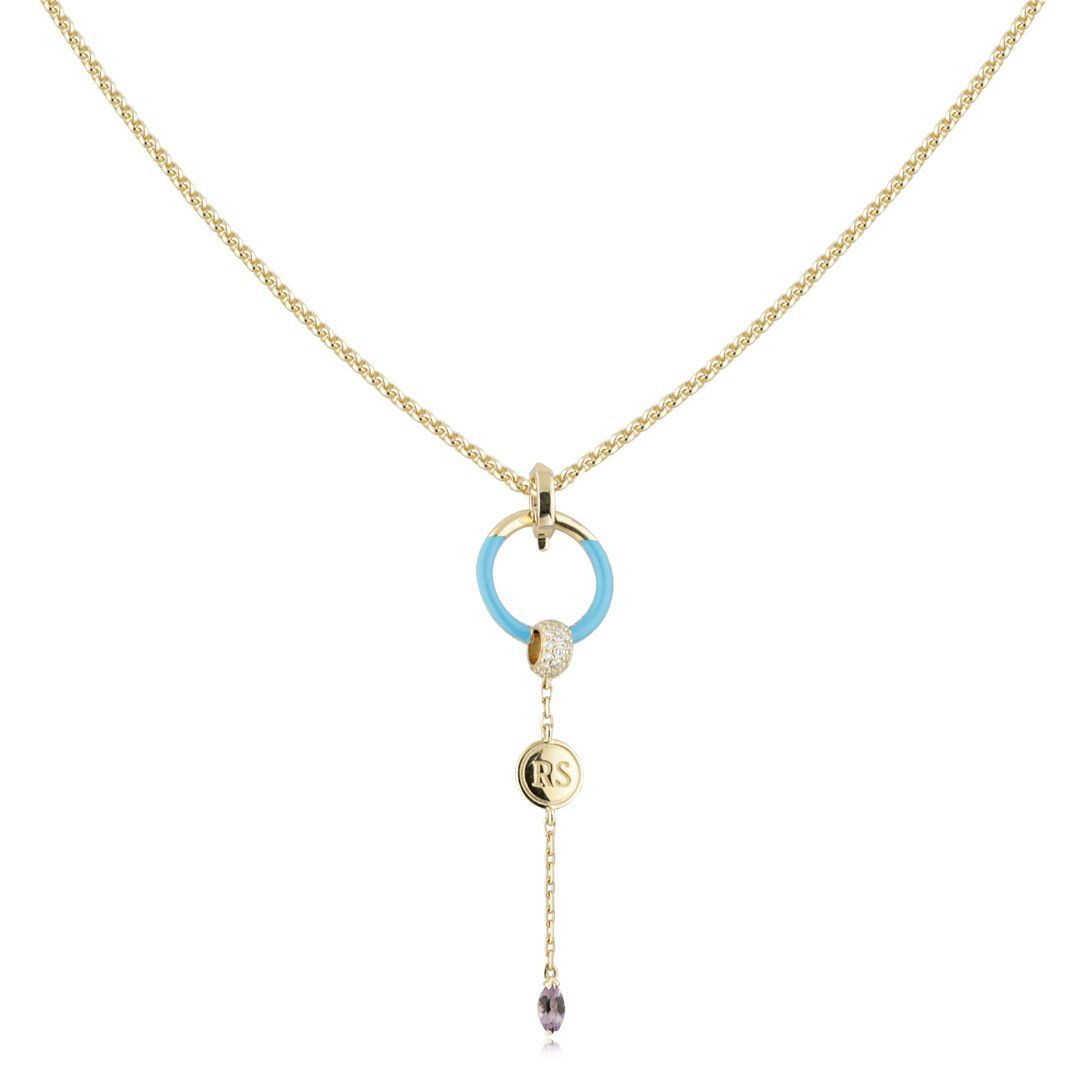 Колье из желтого золота с аметистом и бриллиантами