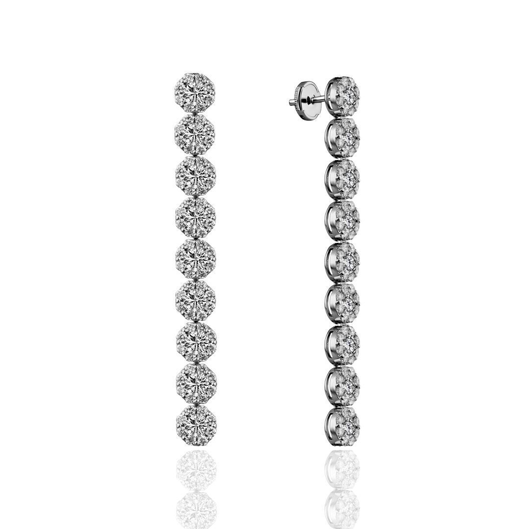 Пусеты из белого золота с бриллиантами