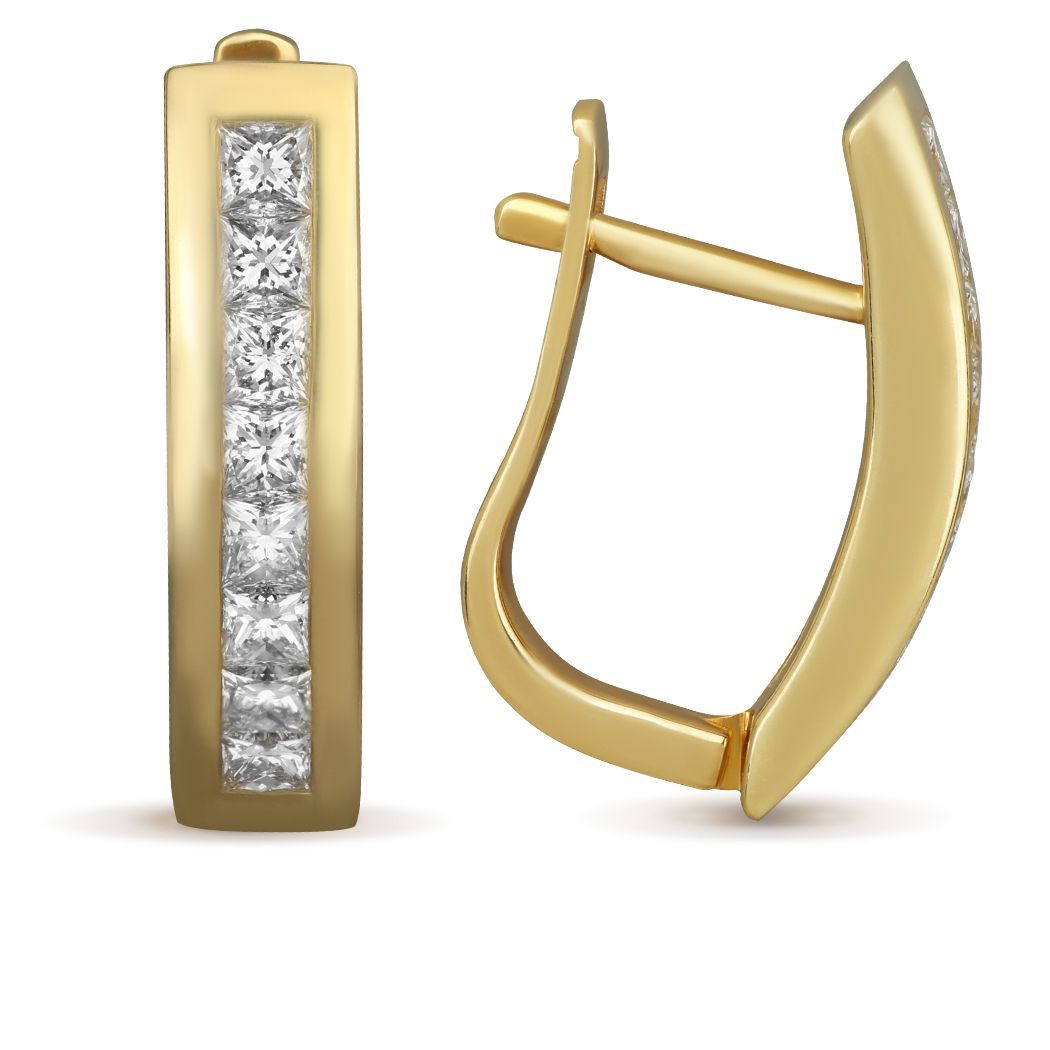 Серьги из желтого золота с бриллиантами