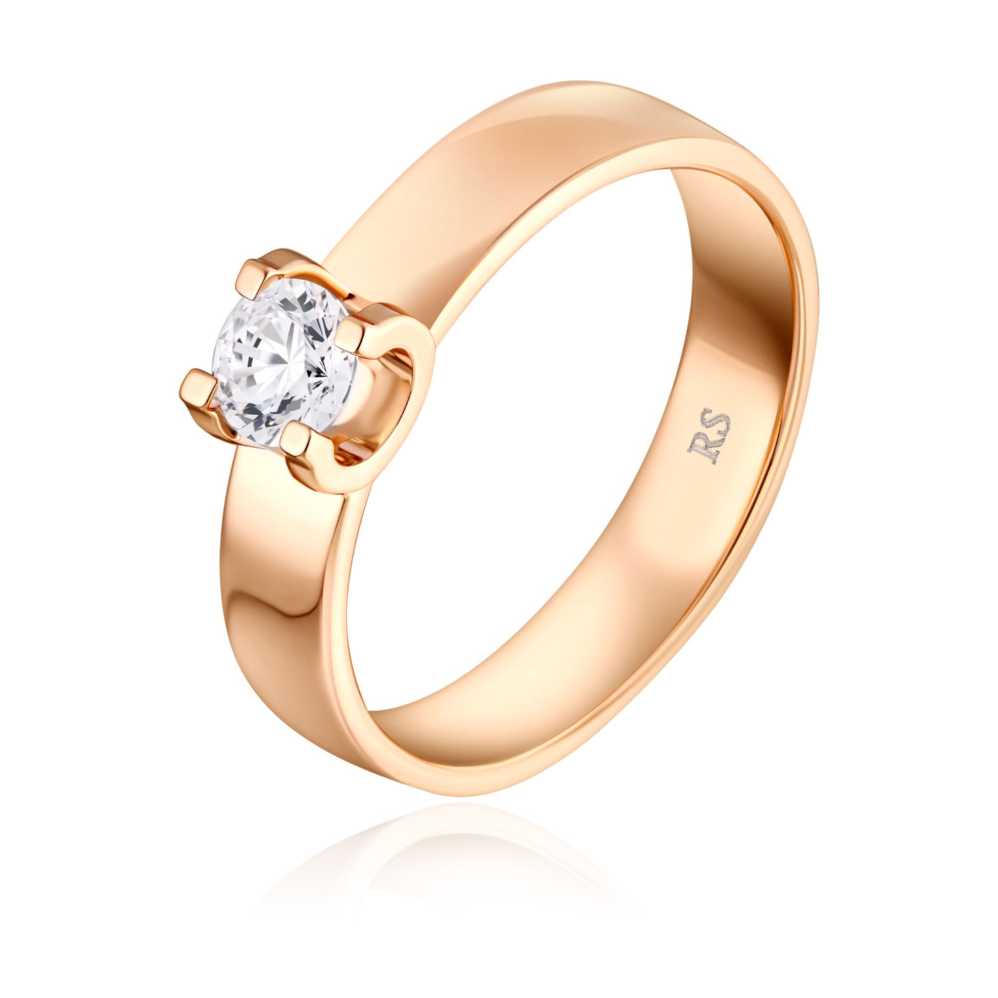 Кольцо из красного золота с бриллиантом