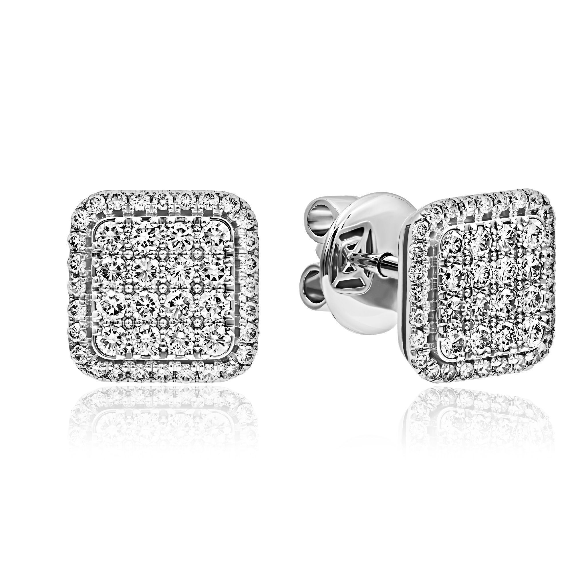 Пусеты из белого золота с бриллиантами