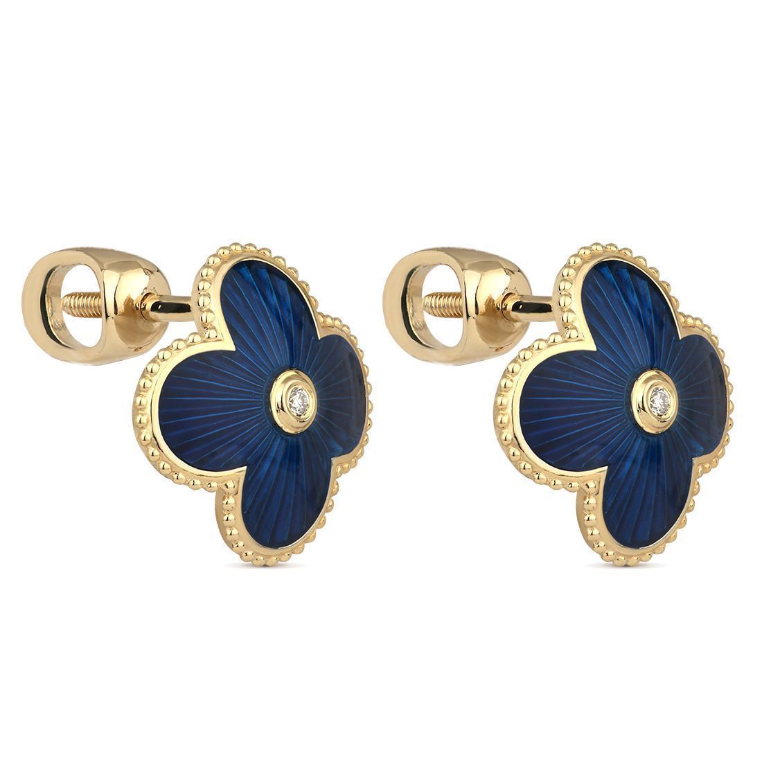 Пусеты из желтого золота с бриллиантами