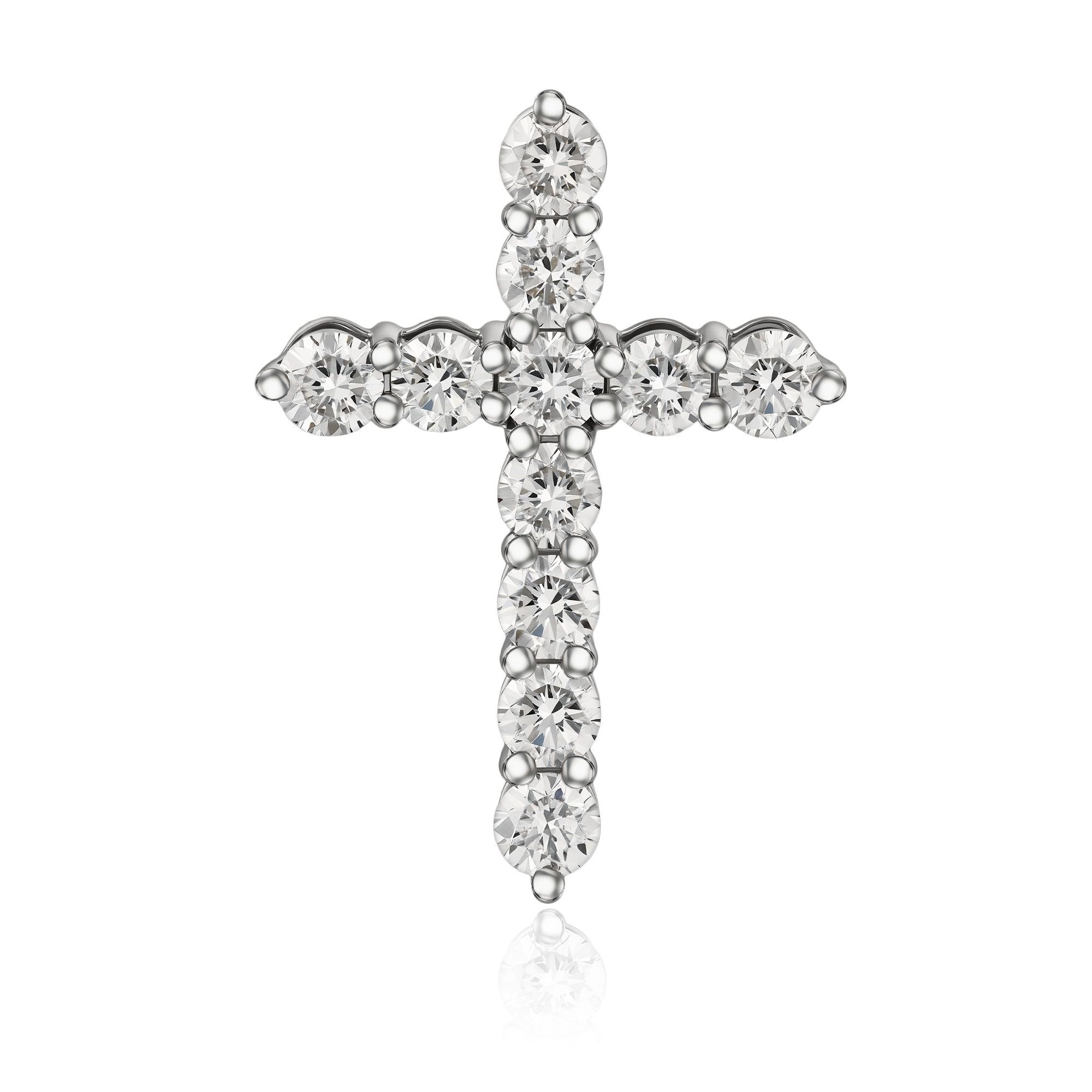 Крест из белого золота с бриллиантами