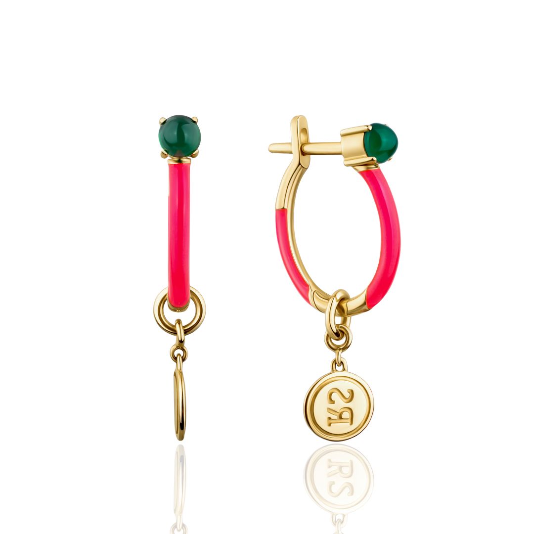 Серьги из желтого золота с хризопразами