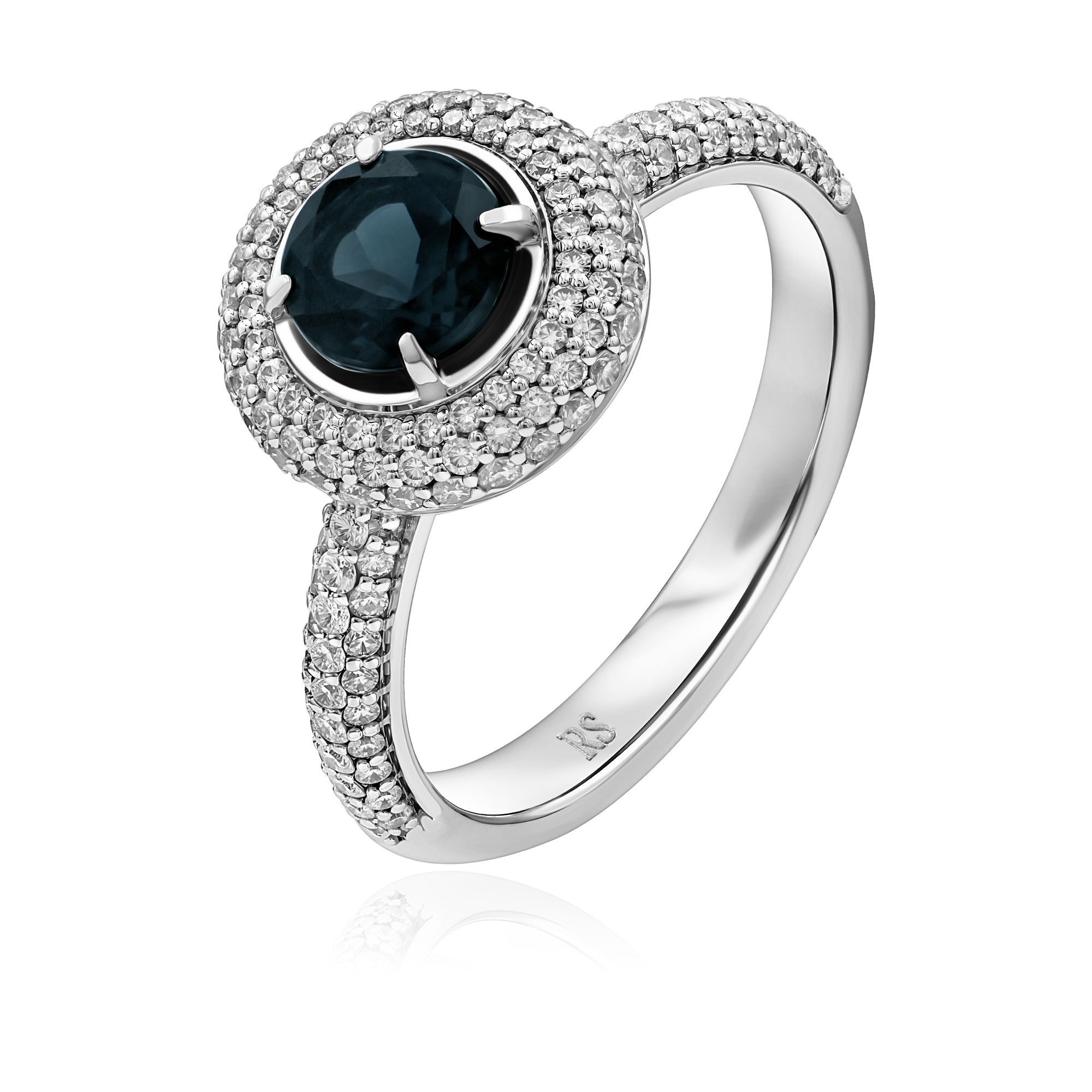 Кольцо из белого золота с бриллиантами и топазом