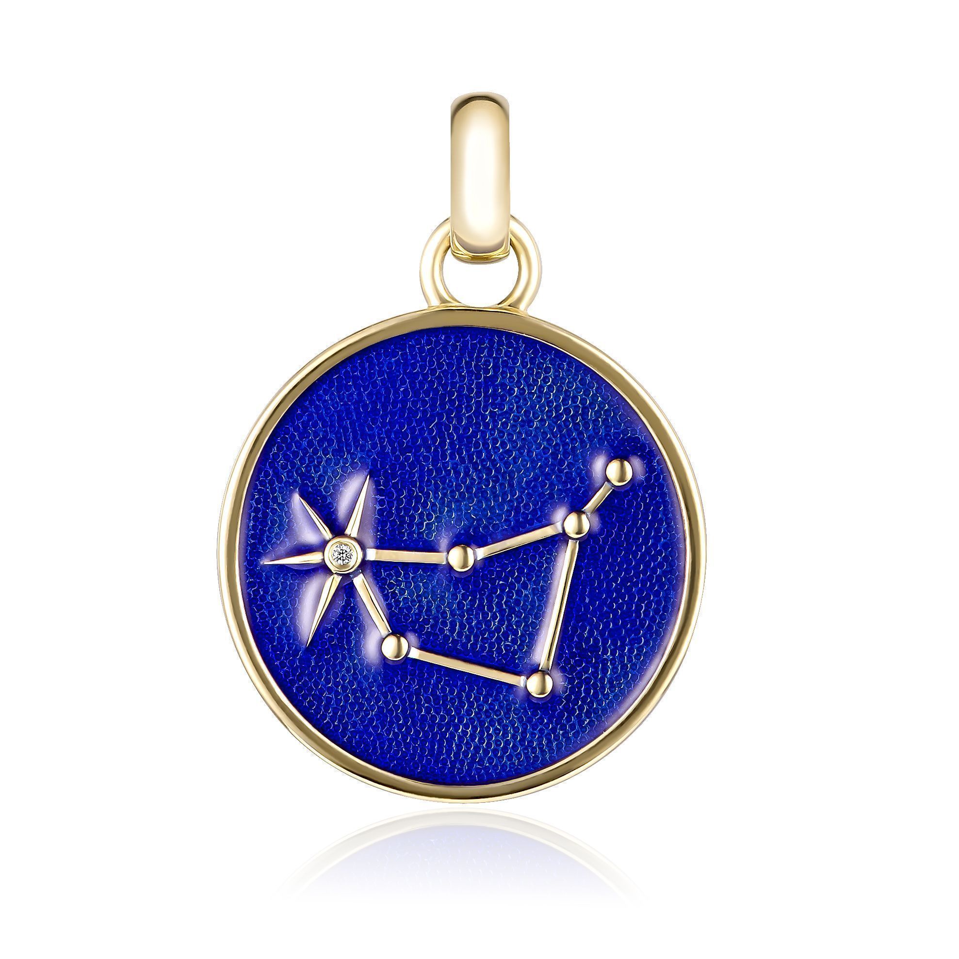 Подвеска «Козерог» из желтого золота с бриллиантами