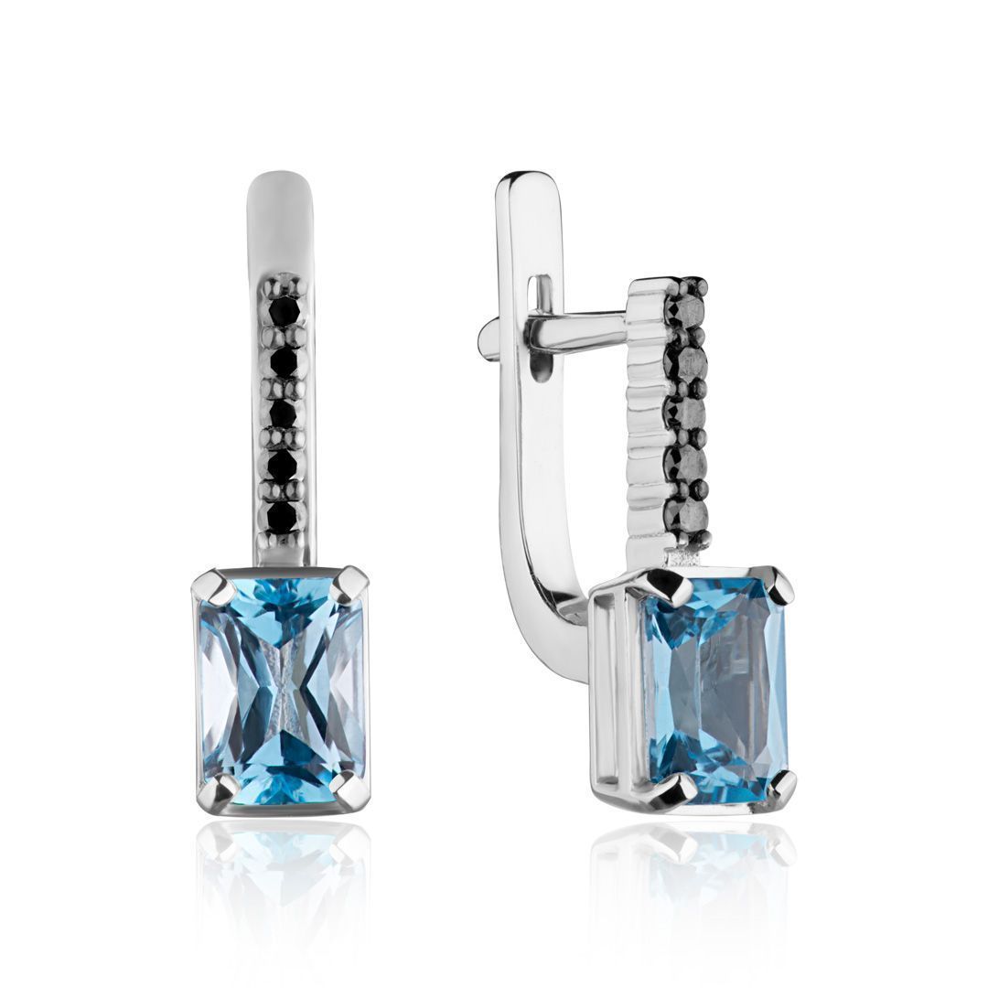 Серьги из белого золота с топазом и бриллиантами