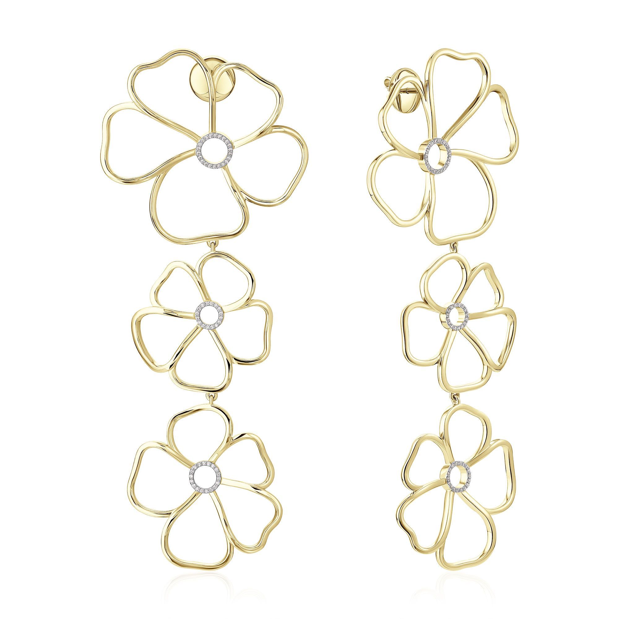 Пусеты из желтого золота с бриллиантами