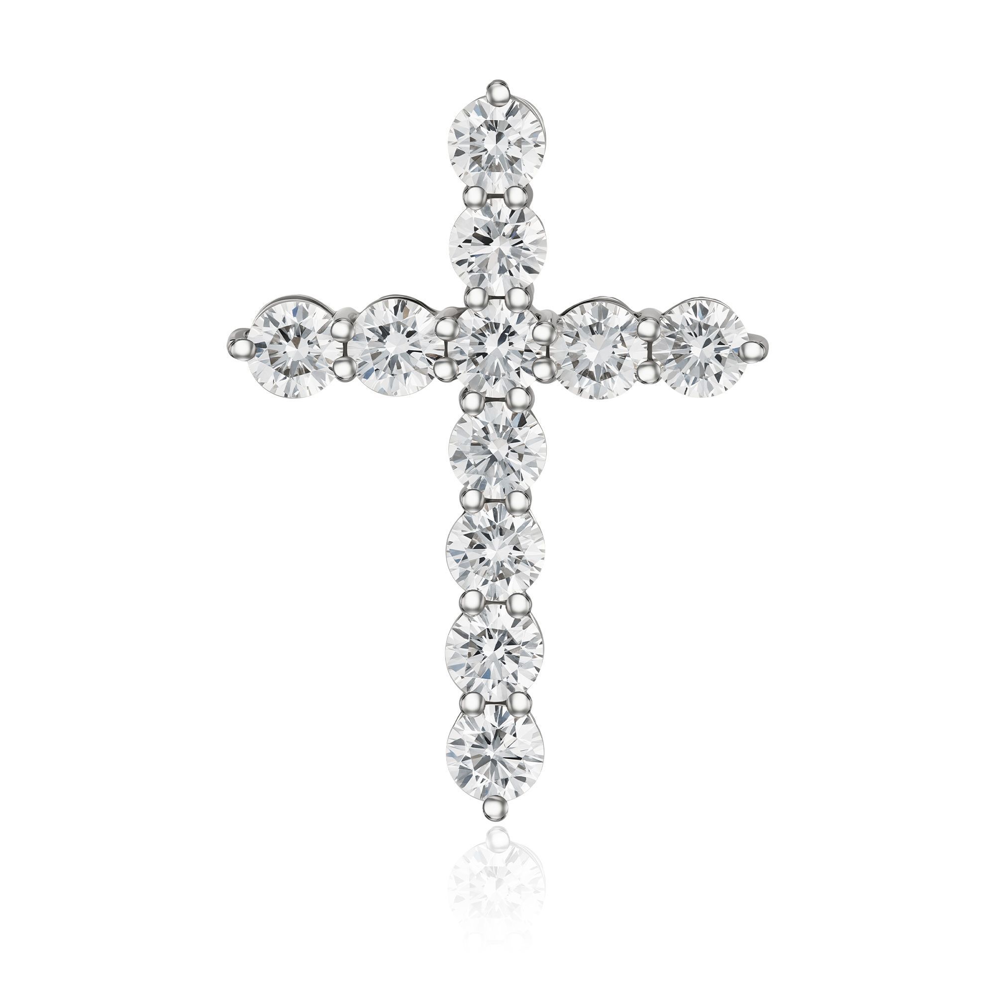Крест из белого золота с бриллиантами