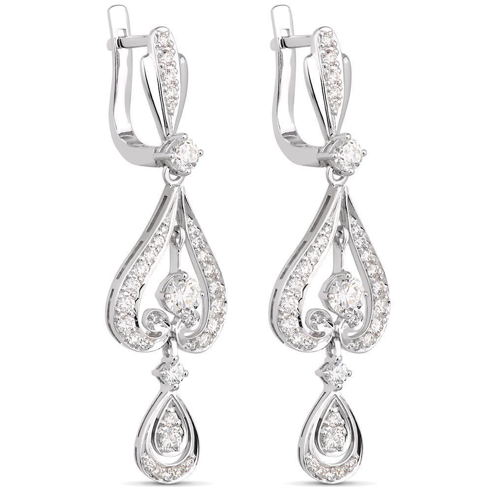 Серьги из белого золота с бриллиантами