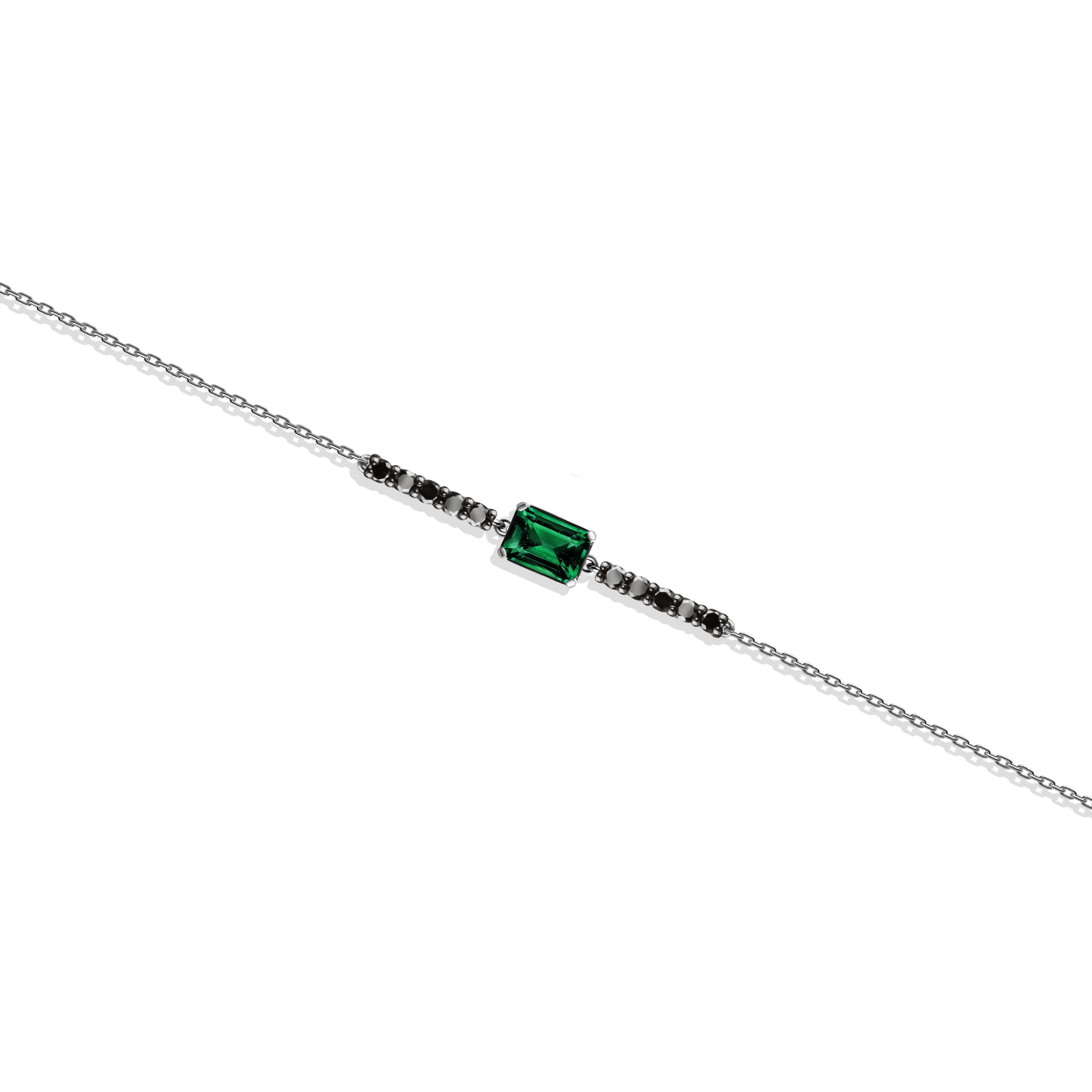 Браслет из белого золота с турмалином и бриллиантами