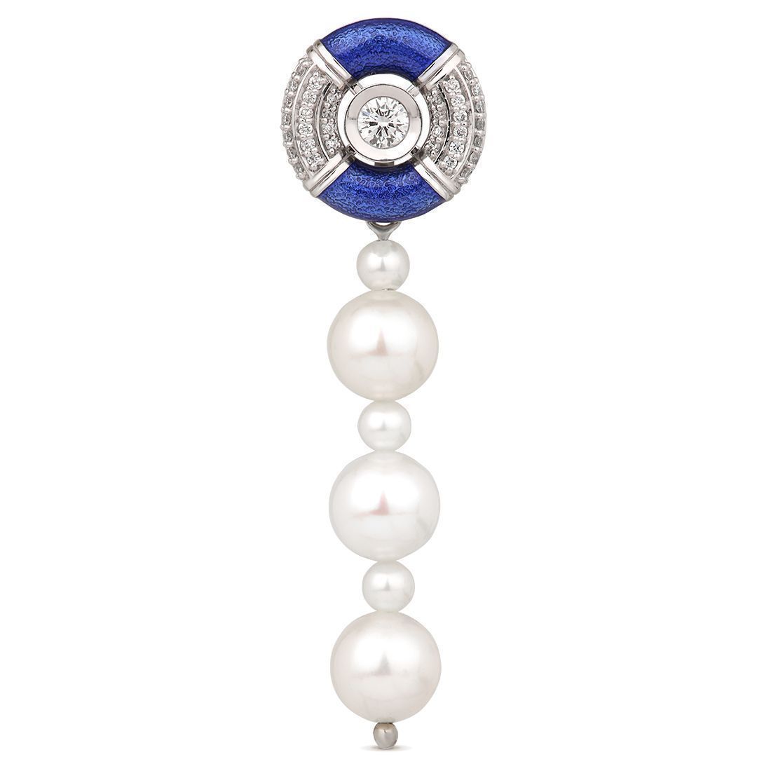 Подвеска из белого золота с бриллиантами и жемчугом