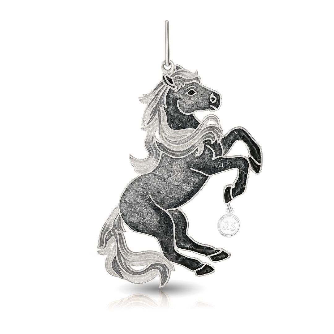 Елочная игрушка «Лошадь» из серебра