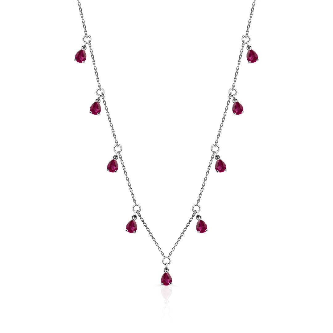 Колье из белого золота с рубинами